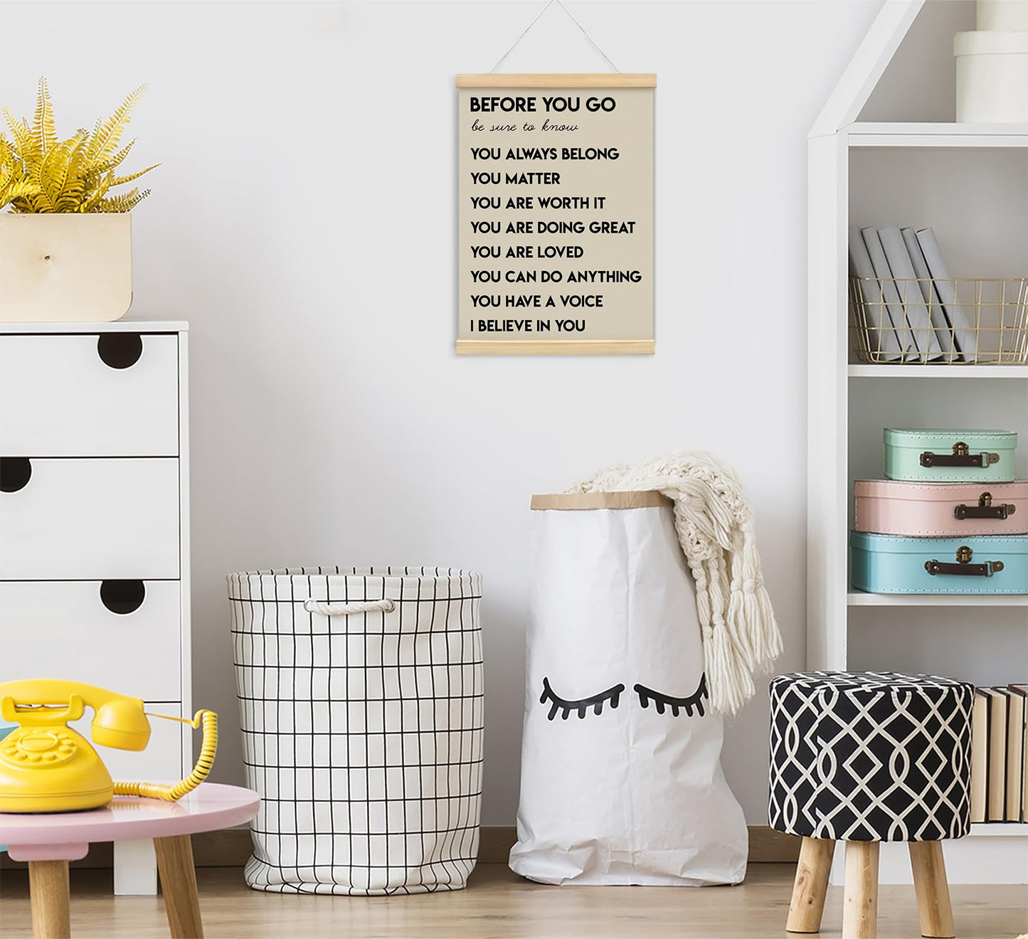 Mental Health Positive Affirmations Inspirational Wall Art Decor, Therapist Calming Teacher Nurse Wall Art for Office, Door Decor for Office Classroom Kids Teen Room Playroom, Wood Posters 12x16 In
