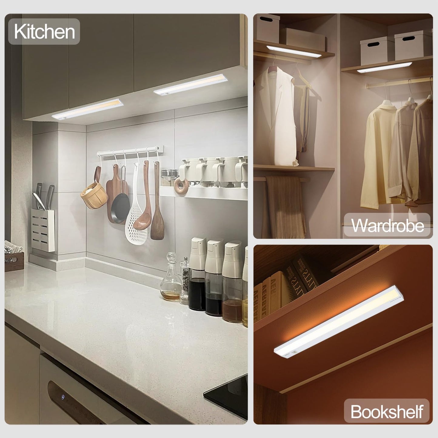 Ansen 2Packs of Under Cabinet Lighting Hardwired, 12in 10W 666LM Dimmable Led Light for Kitchen/Closet, CRI 92+, R9 90+, 3 Color Temperature, 3000K/4000K/5000K(Warm White, Cool White, Daylight)