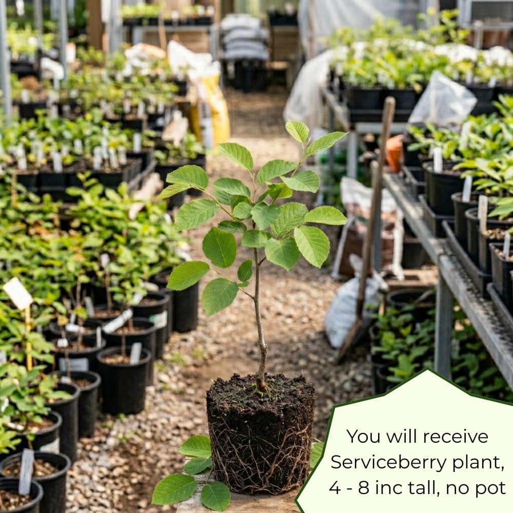 Serviceberry Tree Live Plant, Serviceberry Plant, 4-8 Inc Tall, Edible Juneberry Plants for Indoor Outdoor Growing