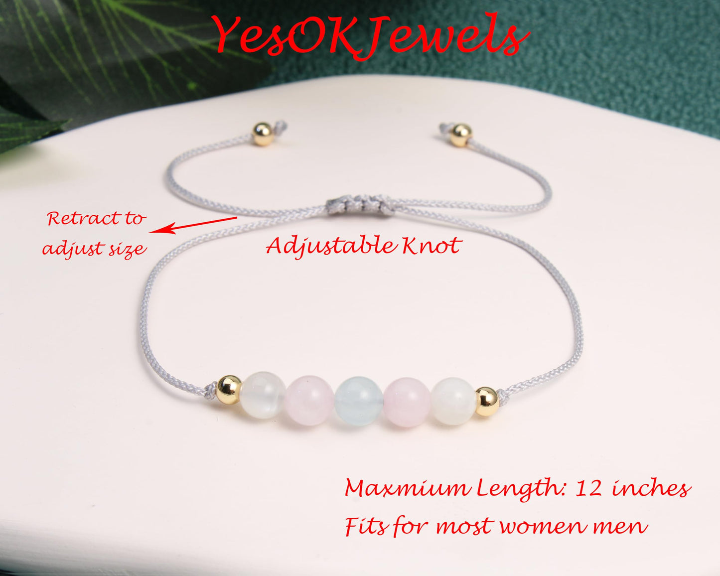 YesOKJewels Fertility Support Beaded Bracelets for Women, New Mom to Be Gifts, Mama Pregnancy IVF Protection Gifts, Healing Moonstone Rose Quartz Beads Bracelets for Mothers Day Christmas