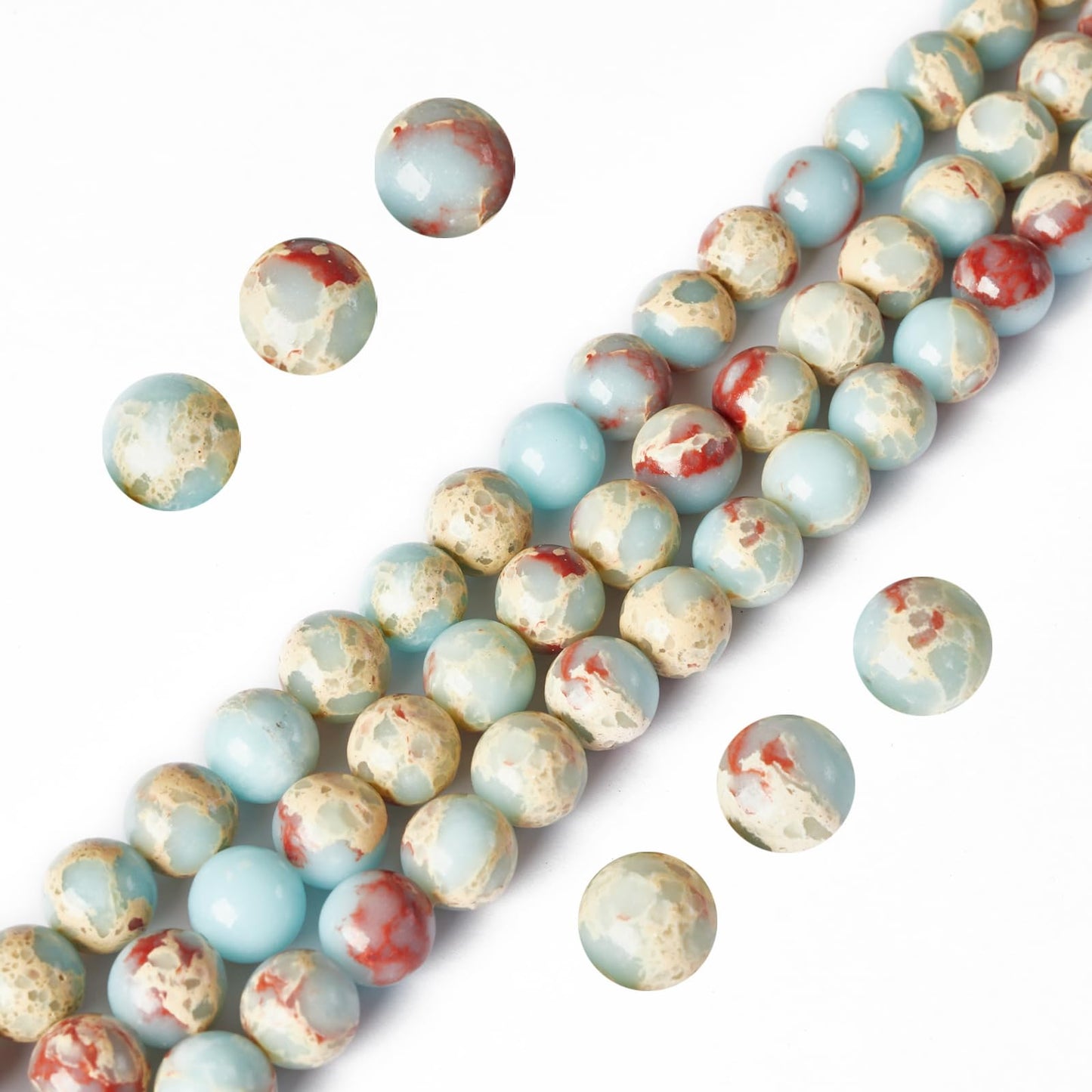 100pcs 8mm Snakeskin Imperial Beads Natural Gemstone Beads Round Loose Beads for Jewelry Making