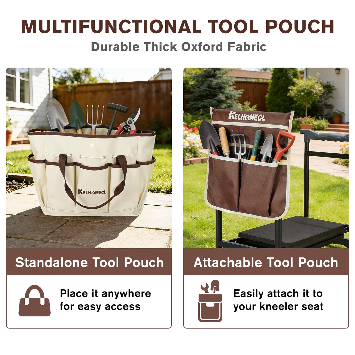 KELHOMECL Garden Kneeler and Seat, Extra Wide Thick EVA Pad, Heavy Duty Foldable Garden Bench Holds 350lbs, Ergonomic Kneeling Stool with Garden Tool Pouches, Gardening Gifts for Women, Men, Seniors