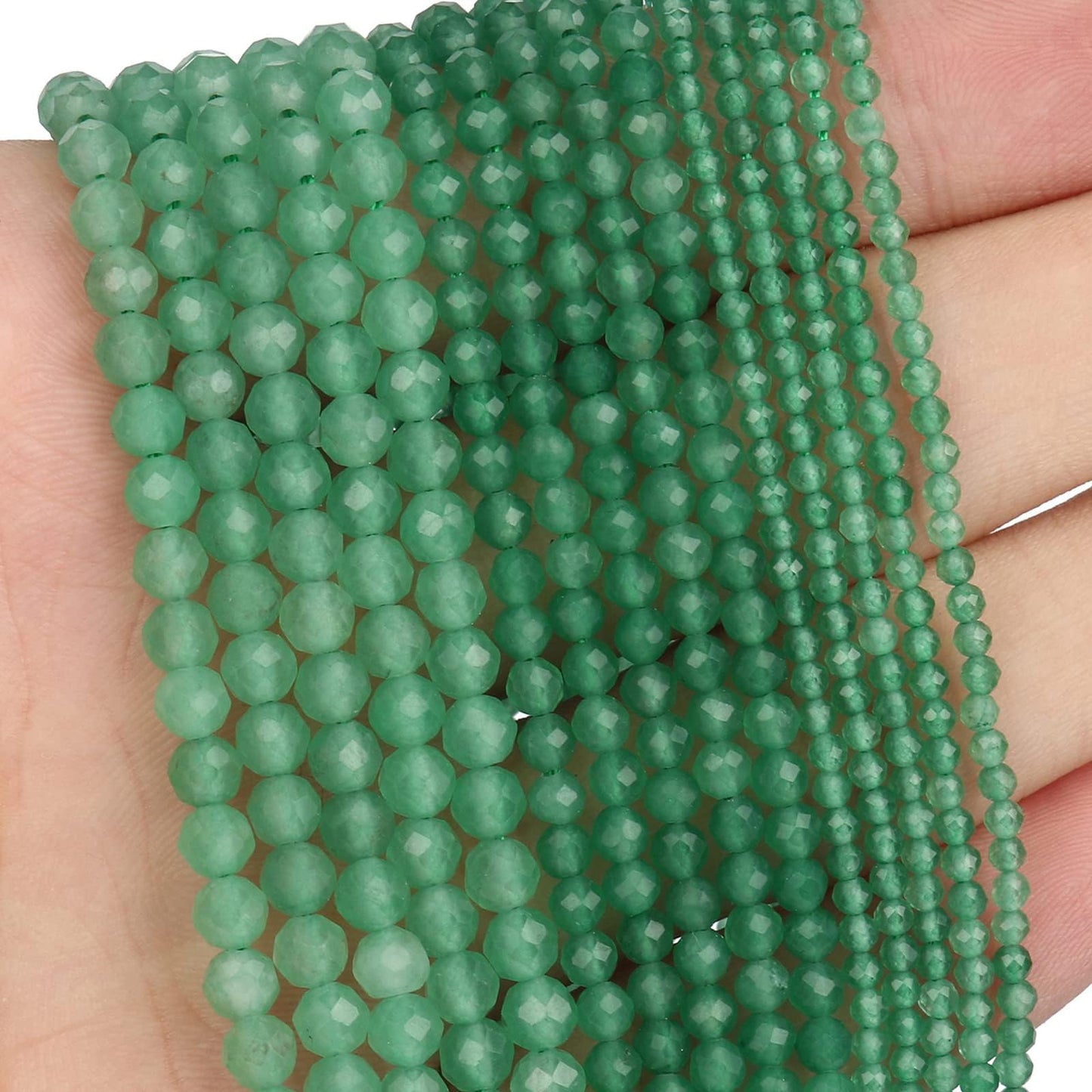 Song Xi 120pcs 3mm Natural Green Aventurine Gemstone Beads Faceted Round Loose Stone Beads for Jewelry Making (1 Strand)