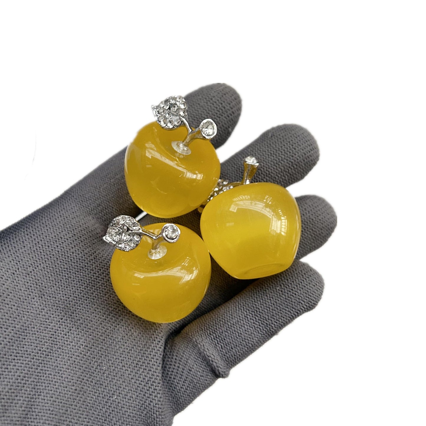 Sunshcat Yellow Cat's Eye Stone 1.18 Inchs Apple Crystal and Healing Stone Statues,Room Decoration Christmas Decorations Thanksgiving Gifts Office Gifts Collectibles