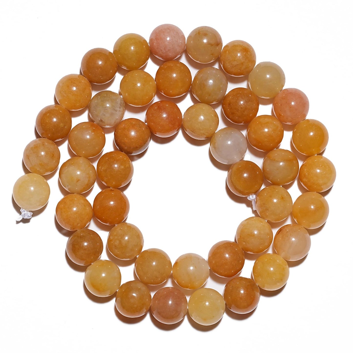 10mm Natural Yellow Jade Gemstone Beads Polished Round Smooth Stone Beads for Bracelets Jewelry Making 15inch Loose Beads