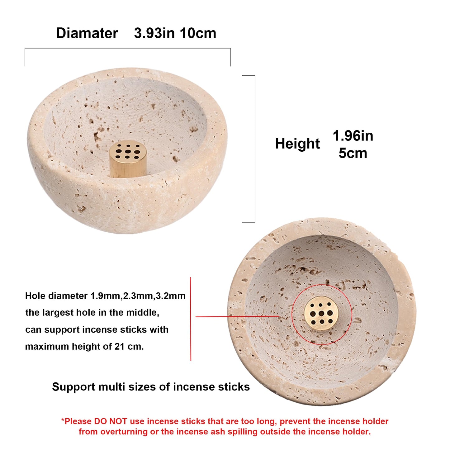 SHICANGSHIYE Incense Holder for Sticks and Cones - Handcrafted Limestone Incense Burner and Ash Catcher, Modern Stone Holder for Aromatherapy, Meditation, and Japanese Incense