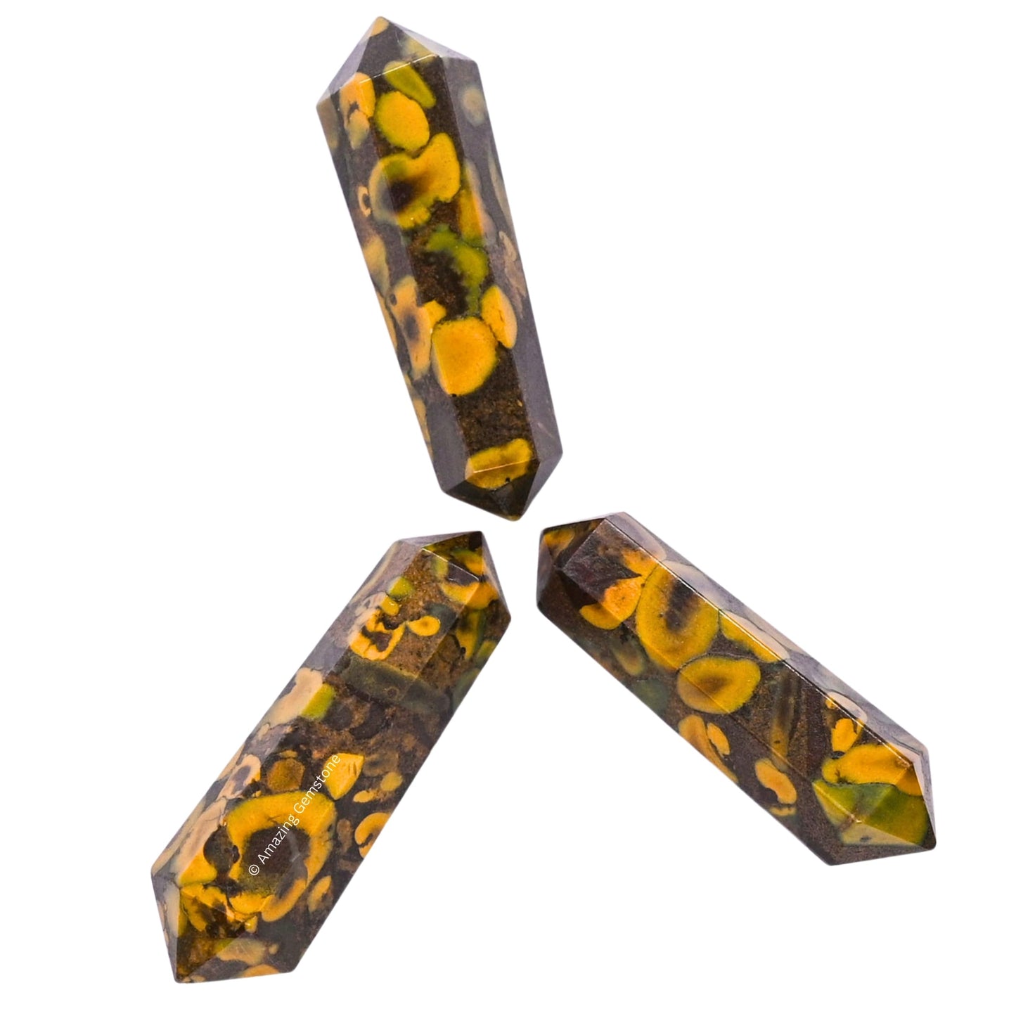 Amazing Gemstone Fruit Jasper Crystal Points Bulk Healing Crystals - Pack of 3 Double Terminated Healing Wand Point Bulk Crystals for Crafts,Crystal Grid,DIY Work - Premium Crystals - Beginners Gift