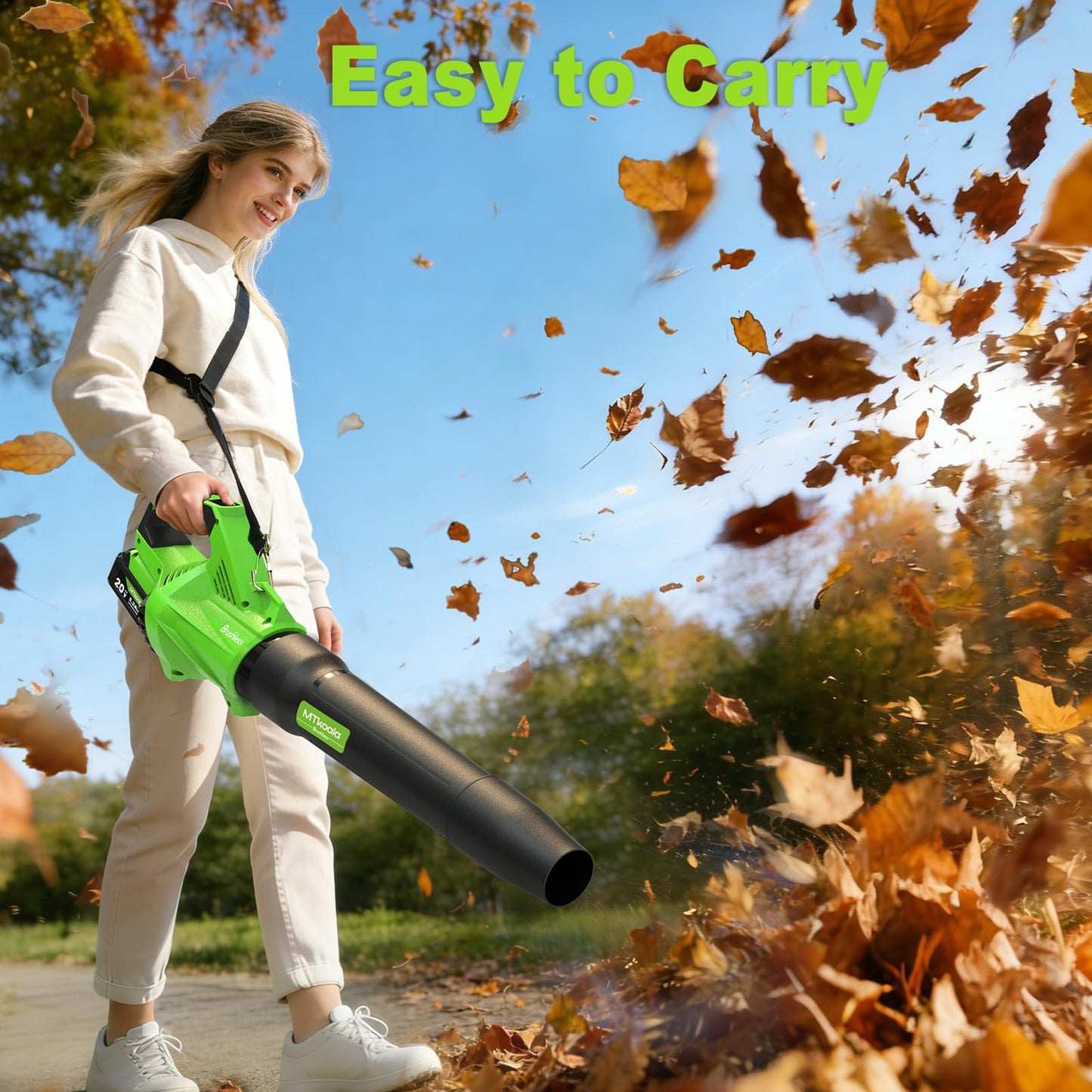 MTkoala Leaf Blower Cordless, New Upgraded 1200W Brushless Motor Leaf Blower, 700CFM 200MPH with 3 Speed Modes, 160Mins Max Runtime, Handheld Electric Blower for Lawn Care, Yard, Dust & Snow (Green)