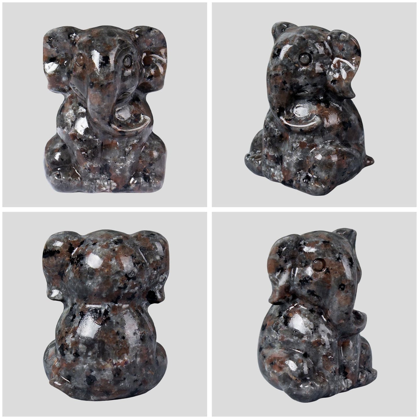 Ytbeoxk 2 Inch Crystal Elephant Decor Statues, Yooperlite Cute Sitting Elephant Figurines, Reiki Healing Crystal Carved Animal Statues, Home Office Desk Hand Carved Decor Gifts for Women