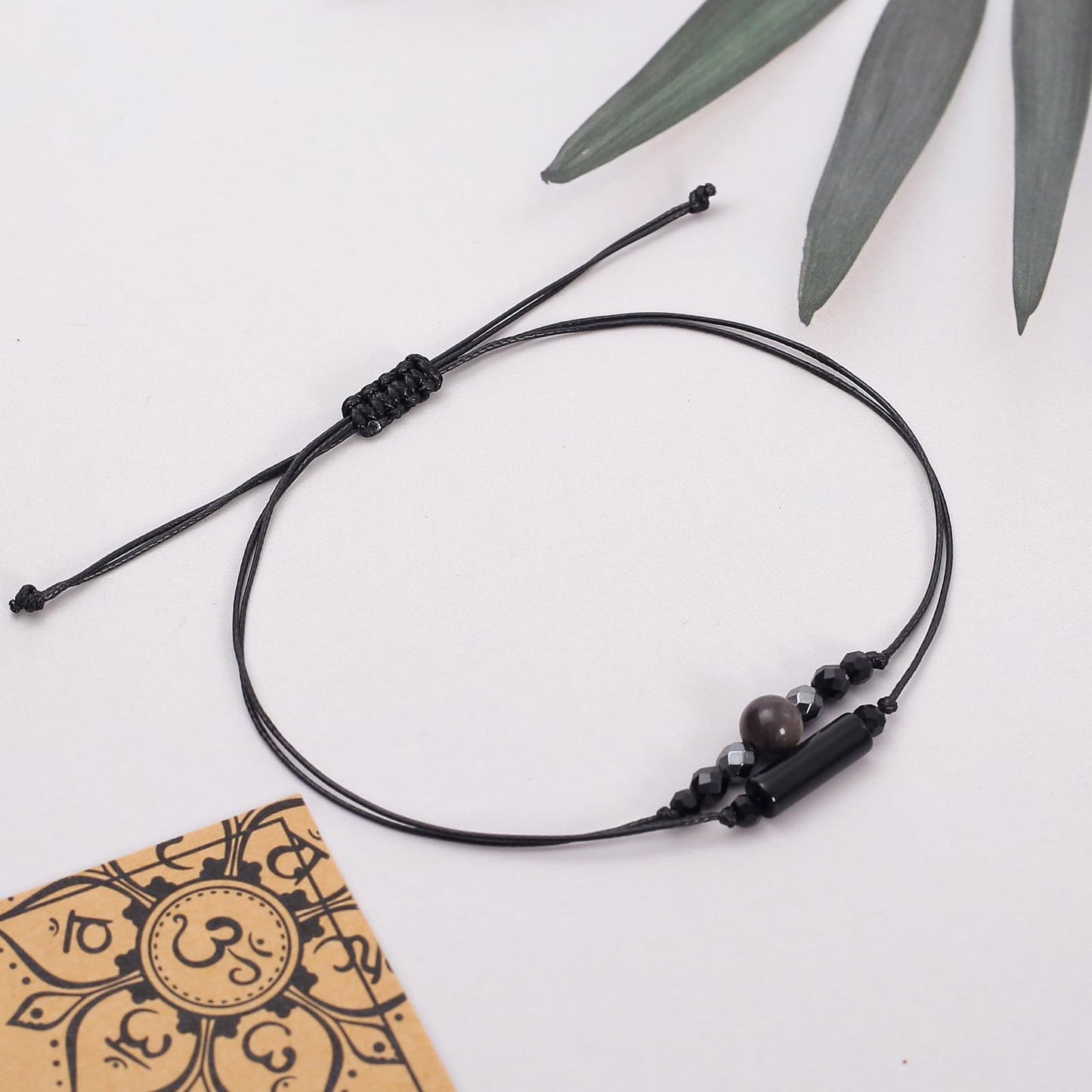 MTJAHPS Protection Bracelet, empath protection, black obsidian Crystals and Healing Stones Bracelet for Women ，Luck ，Anxiety and Stress Clam Bracelet (Triple Protection)
