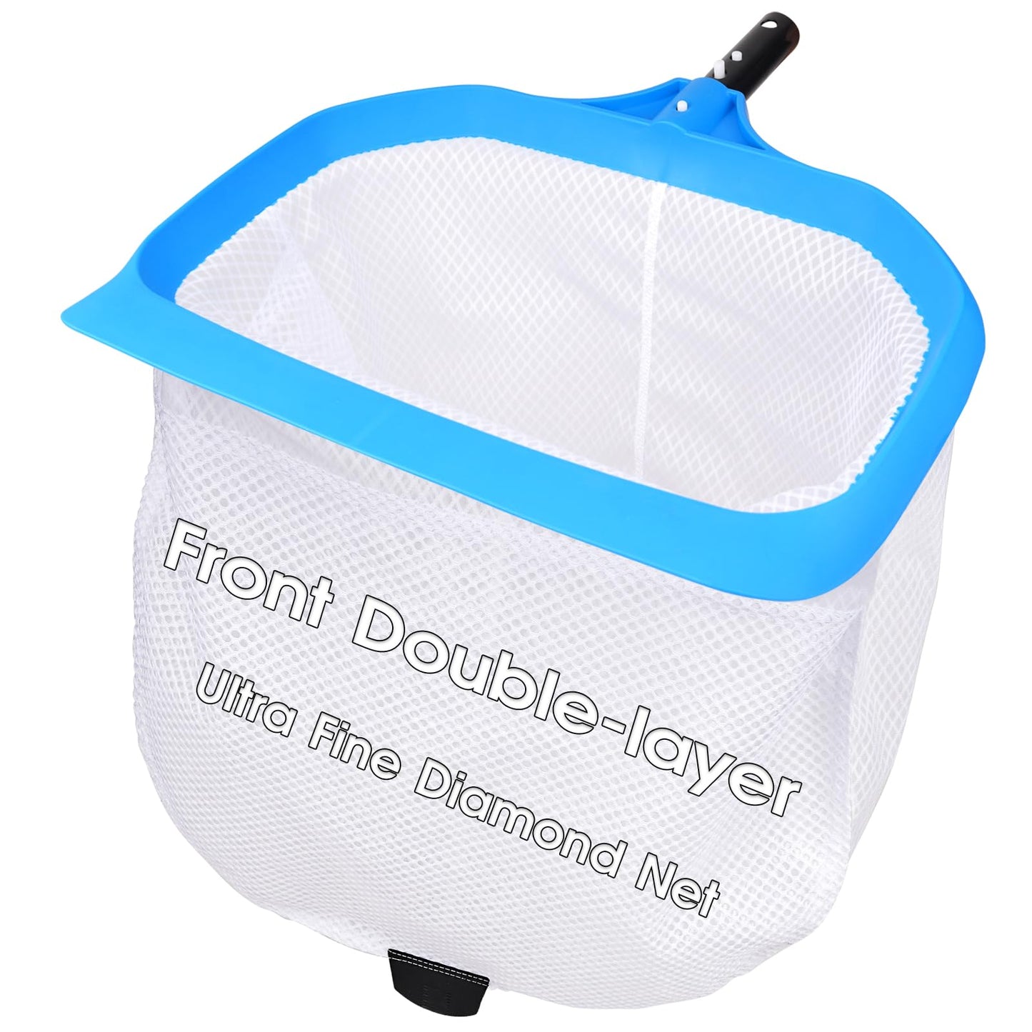 TidyMister Pool Skimmer Net with Front Double Layer Net, Ultra Fine Mesh Diamond Netting Pool Leaf Rake for Above Ground Pools & In-ground Pools, Fit with 1-1/4'' Standard Pole