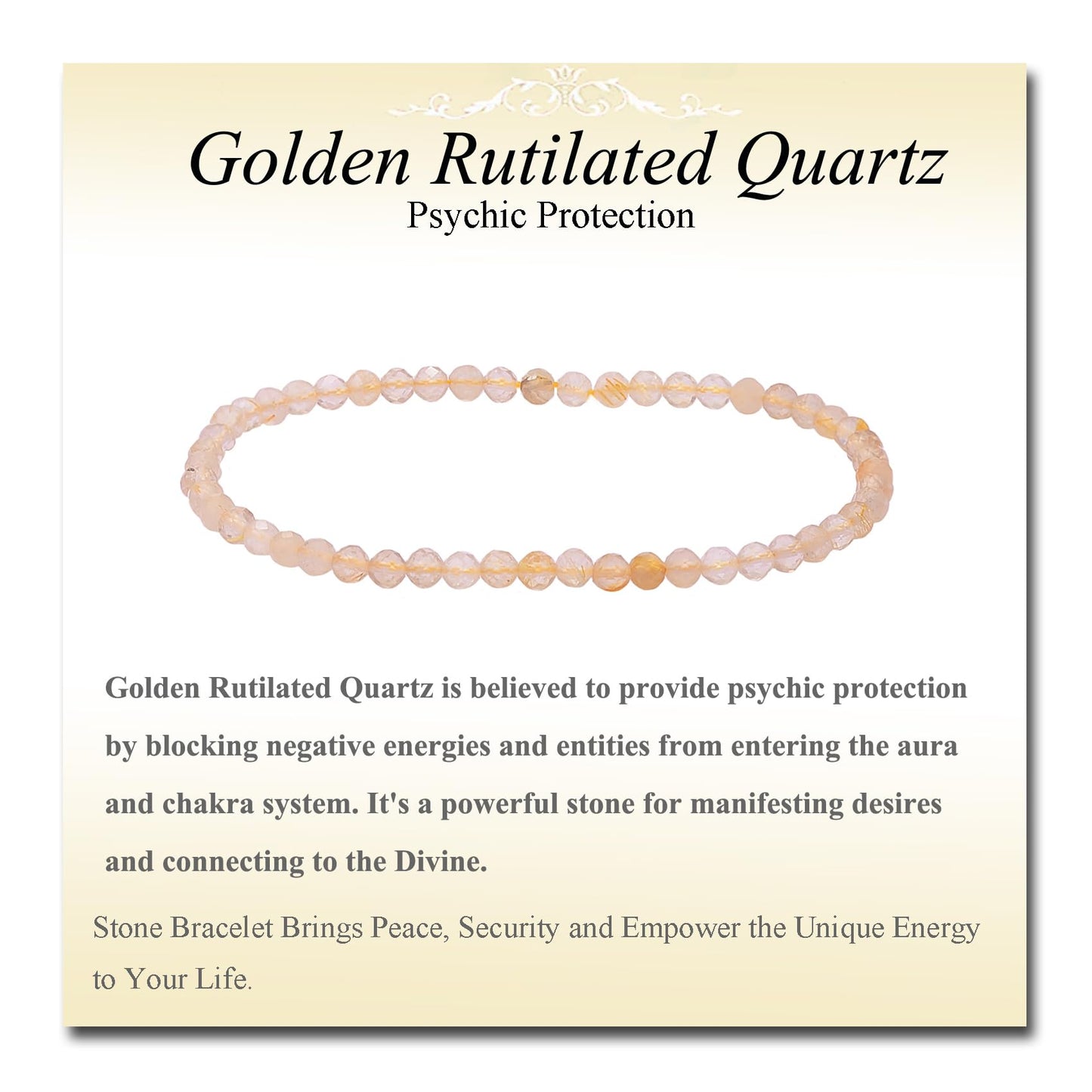 MASSIVE BEADS Natural Genuine Gemstone Beads Healing Crystal Chakra Reiki Jewelry Faceted Round Beads Bracelets (Golden Rutilated Quartz, 3mm)