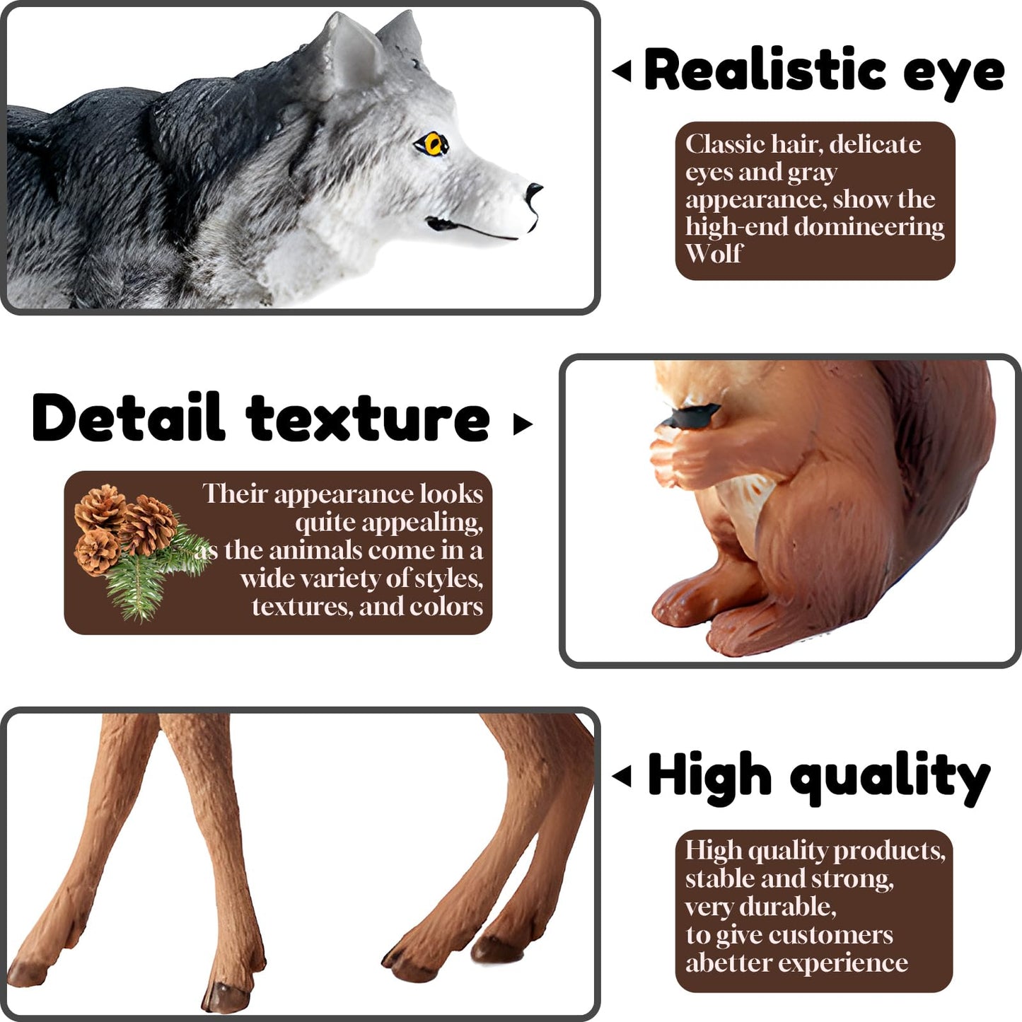 10pcs Forest Animal Toys Figures, Realistic Woodland Creatures Figurines, Plastic Animals Miniature Toys Cake Topper