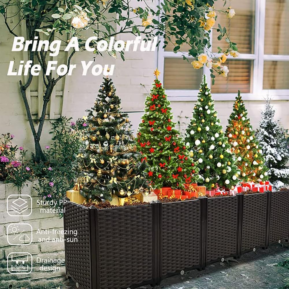 Souwuokoo Large Planters for Outdoor Plants Raised Garden Bed Kit Rectangular Elevated Plastic Garden Boxes for Gardening Vegetables Flowers in Backyard Patio Balcony