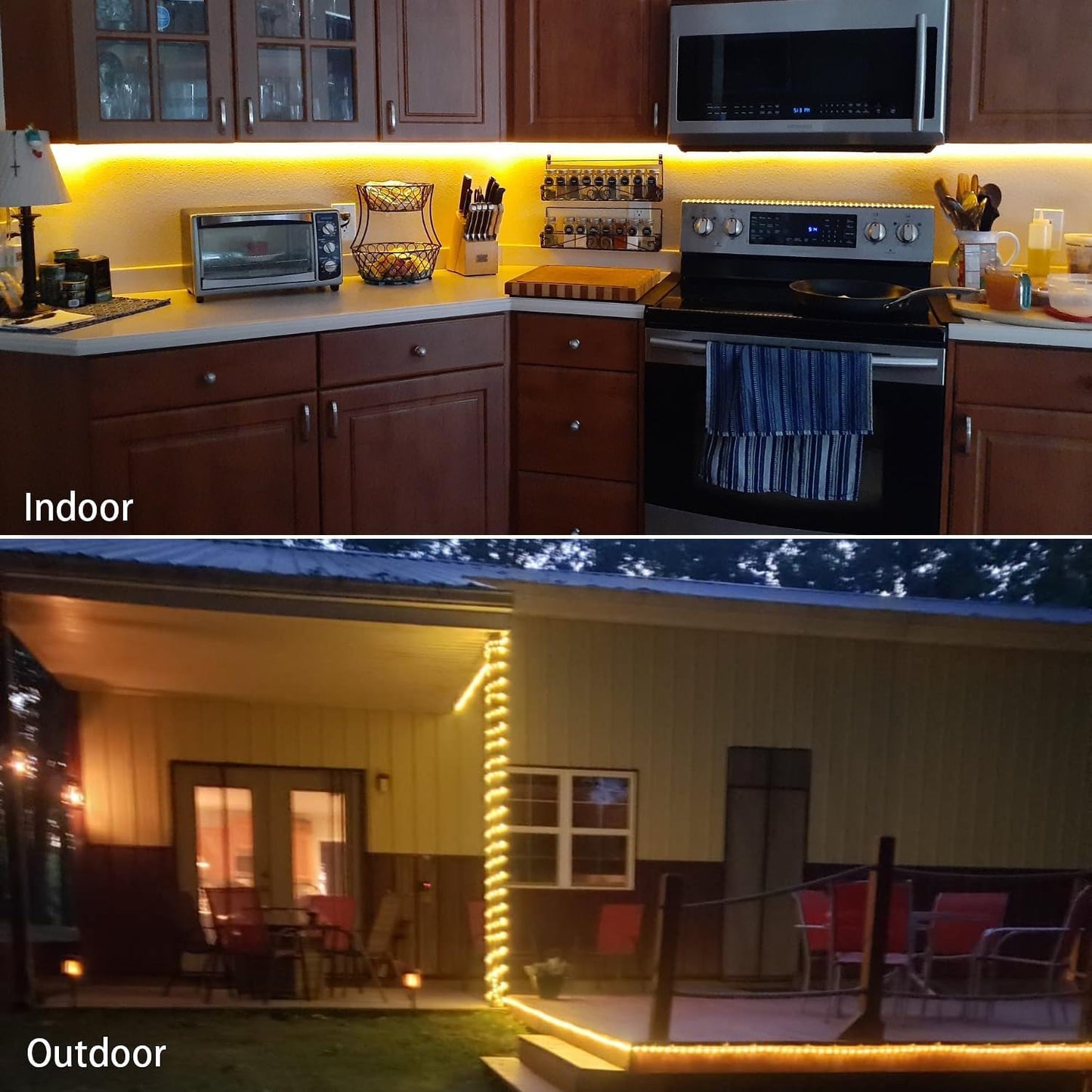 JUNWEN 20FT Warm White Rope Lights Outdoor, 12V IP65 Waterproof Led Rope Lights Indoor Cuttable, Flexible Led Strip Lights Cuttable Plug-in for Patio Deck Bedroom Kitchen Bedroom Christmas