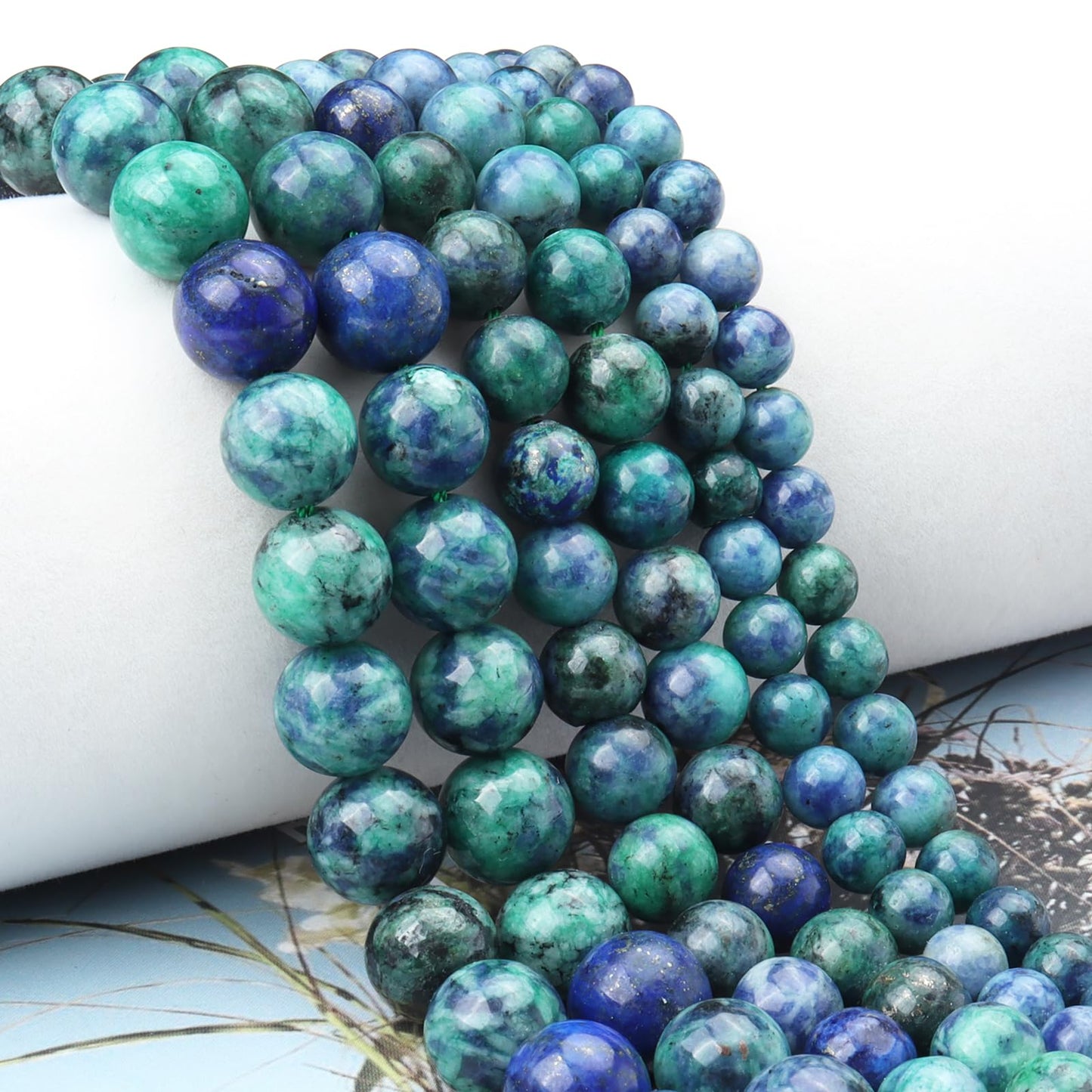 Siomia 60pcs 6mm Natural Phoenix Lapis Lazuli Gemstone Beads Energy Healing Crystal Round Loose Stone Beads for Jewelry Making, DIY Bracelets Necklaces
