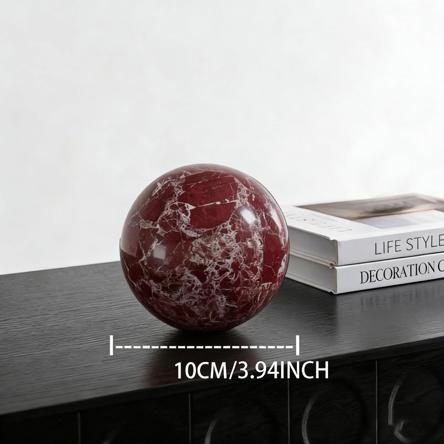 SIRIZEN-DIVING Rosa Levanto Natural Marble Decorative Sphere Set, Heavy Solid Stone Balls for Home Decor, Bedroom, Entryway, Hotel, Dining Room Tabletop Display (10cm Diameter)