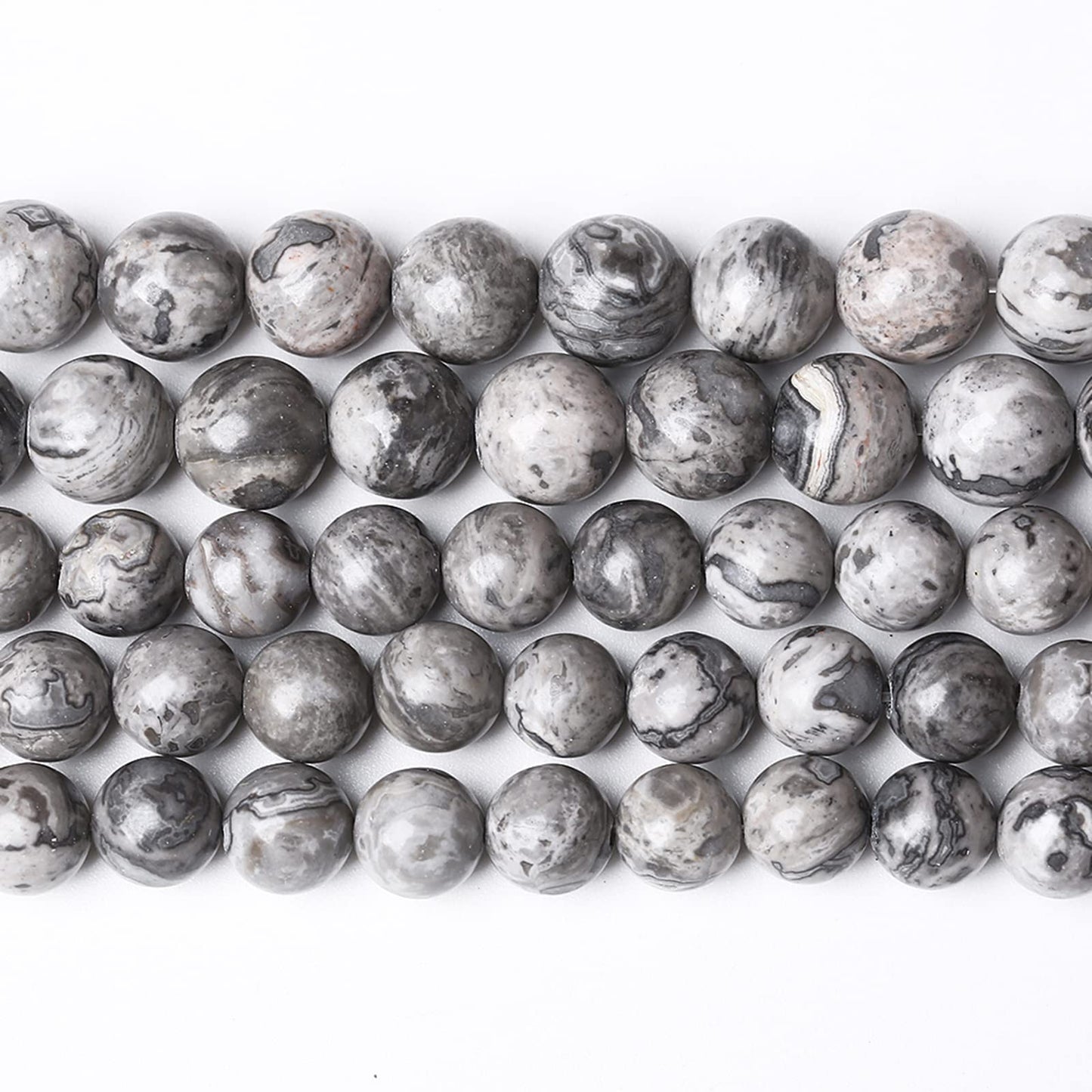 A+ Natural Map Jasper Gemstone Beads Gray Energy Stone Healing Power for Jewelry Making DIY Bracelet 8mm 45pcs