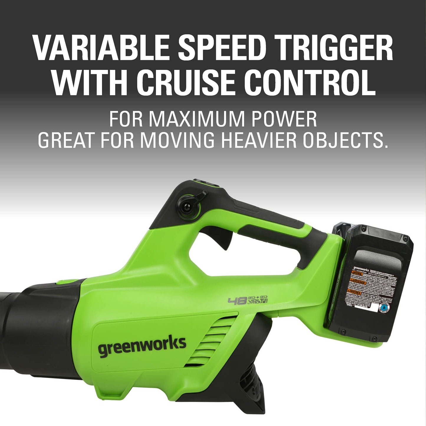 Greenworks 48V (24V x 2) Cordless Brushless Axial Leaf Blower (140 MPH / 585 CFM / 200+ Compatible Tools), (2) 4.0Ah Batteries and Dual Port Rapid Charger Included
