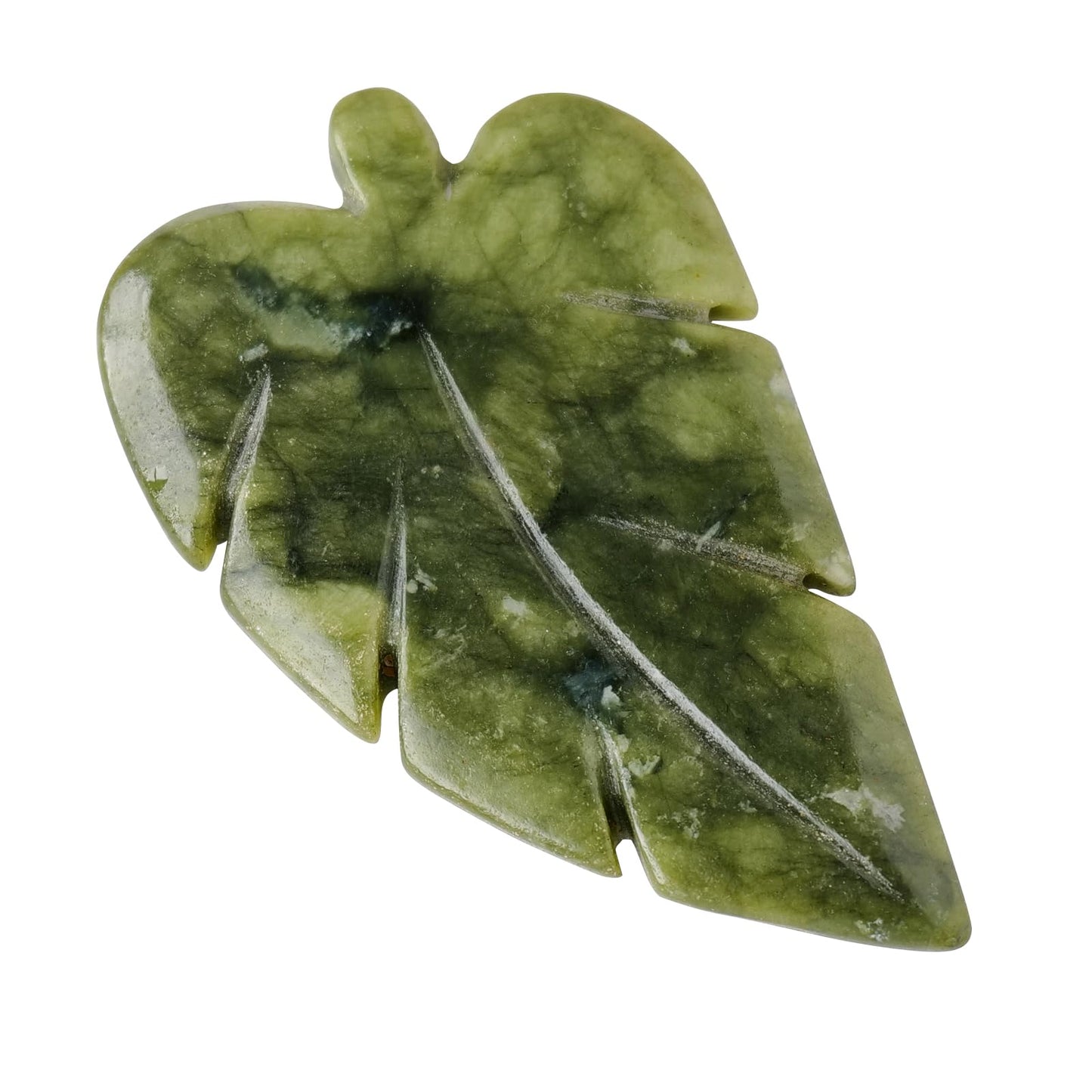 Runyangshi 1PCS Natural Green Jade Stone Hand-Carved Crystal Leaves Sculpture Leaf Shape Crystal Healing Stone Figurines Reiki Gemstone Collection Home Decor Desk Decor