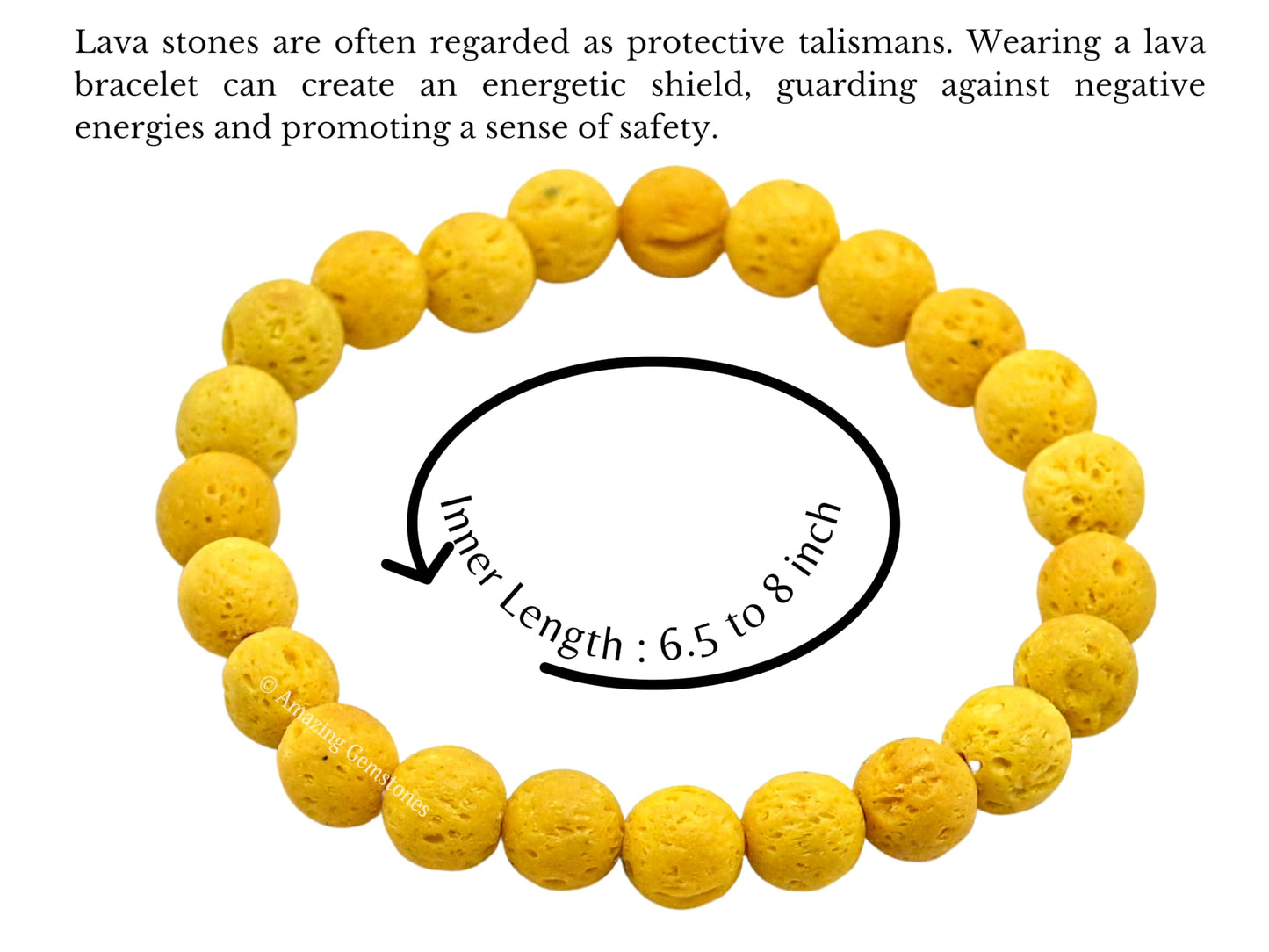 Amazing Gemstone Crystal Bracelet for Women Men's Gifts - Protection Healing Crystal Bracelet - 8mm Gemstone Beaded Stretchable Bracelet Pulseras Para Hombres Mujer Stocking Stuffers Mothers Day Gift (Yellow Lava)