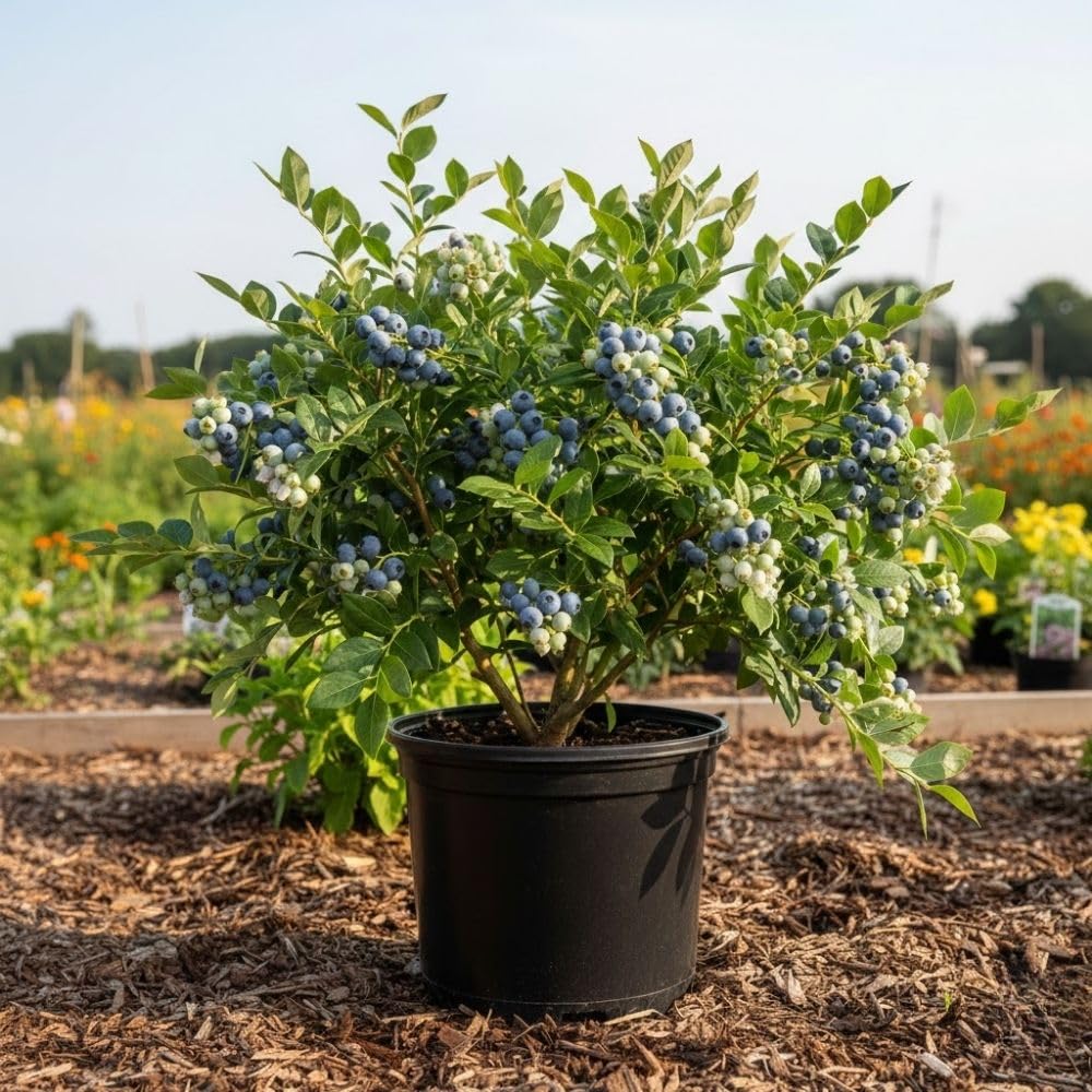 Blue Highbush Blueberry Live Plant, 4 Inches Pot, Sweet Blueberry Fruit Bush Live Plant for Planting in Garden, Spring Plant