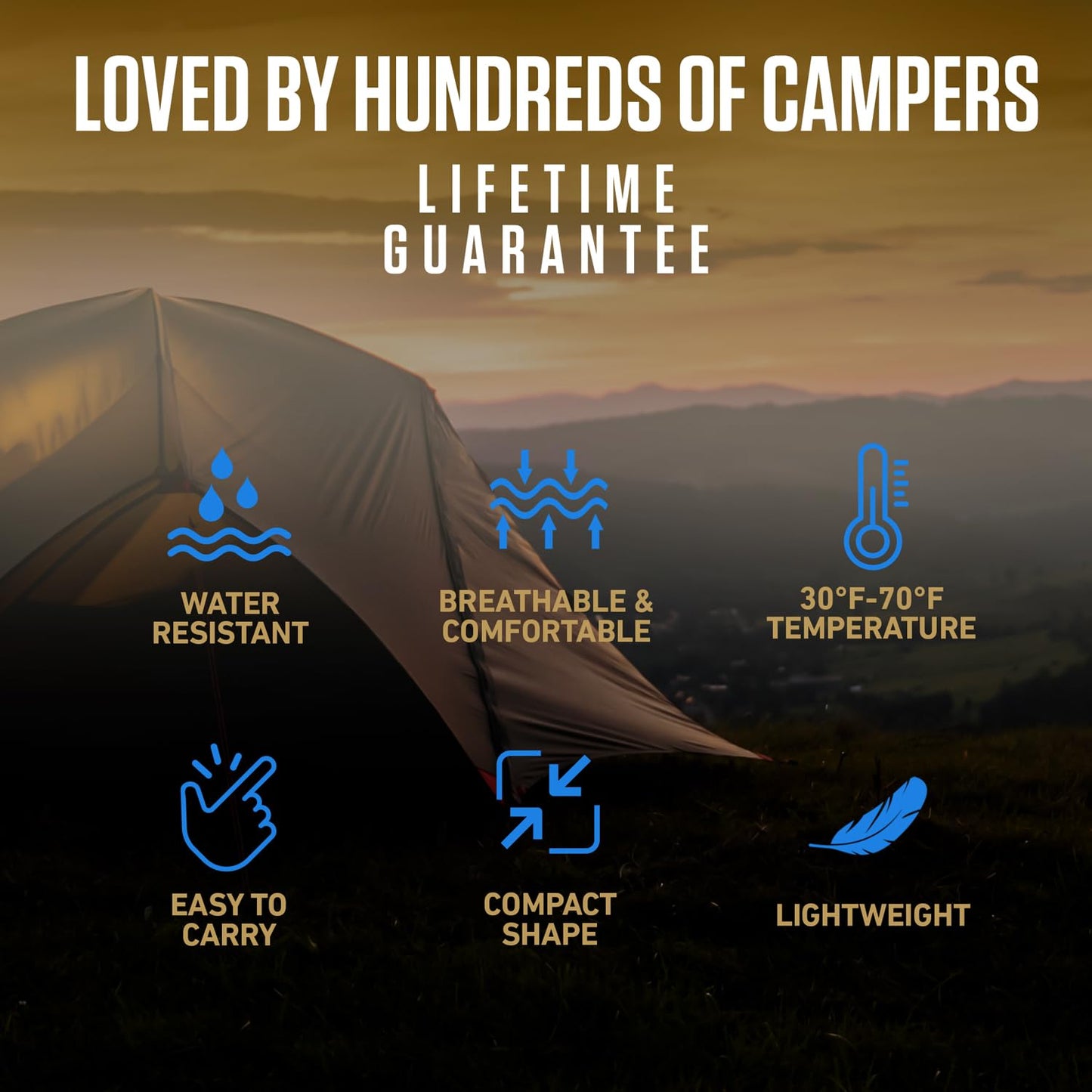 VENTURE 4TH 3-Season XXL Backpacking Sleeping Bag, Camping Sleeping Bags for Adults & Kids - Lightweight, Comfortable, Water Resistant, Ideal for Hiking, Camping & Outdoor – Blue/Black