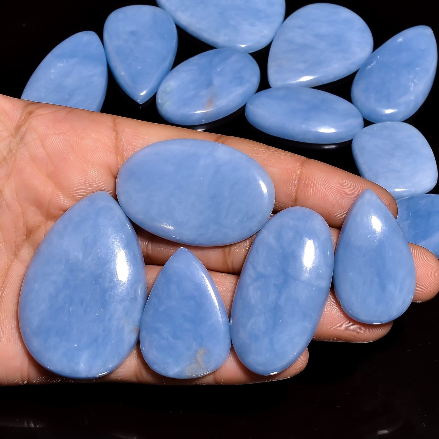 Natural Angilite Gemstone- Healing Crystals for DIY Jewelry Making -Loose Natural Cabochon -Perfect for Crafting Unique Jewelry Designs (5 pcs, 25-35 mm)