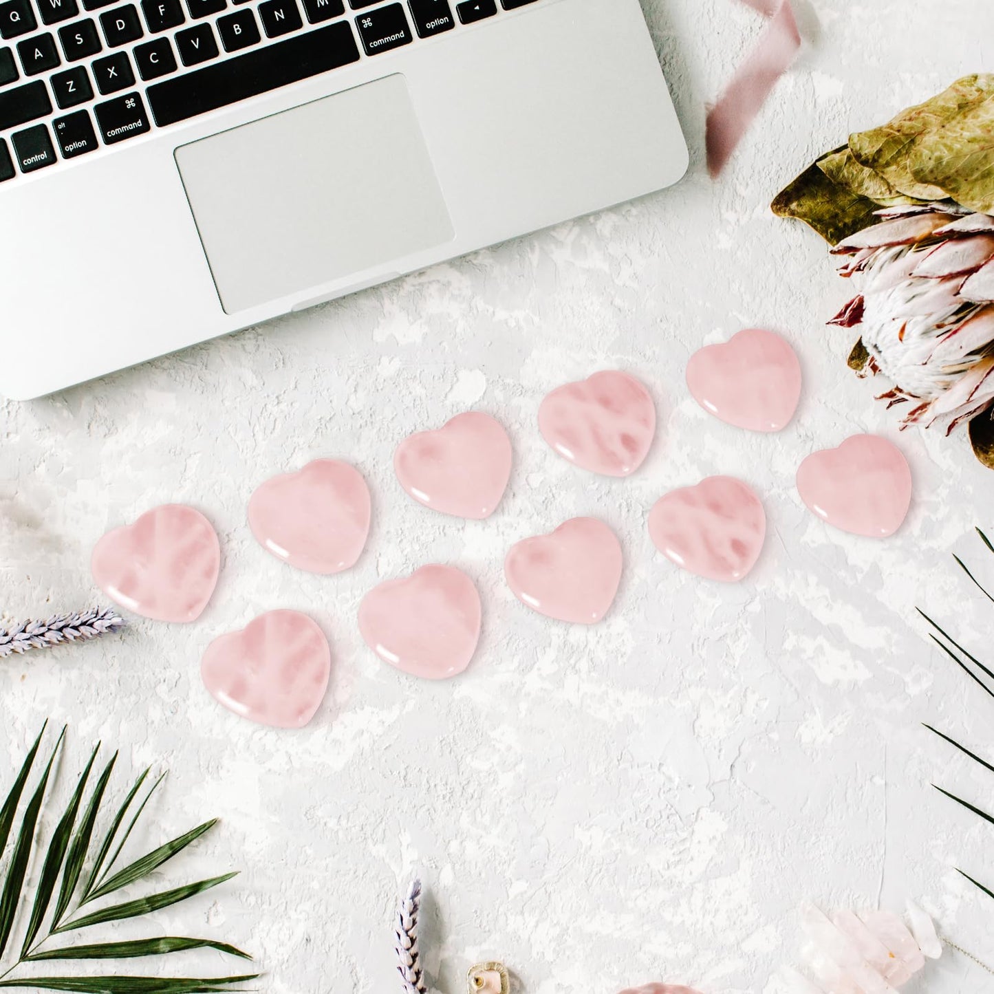 Ditind 10PCS Rose Quartz Heart Healing Crystals – Natural Handcrafted Gemstones for Love, Energy Balancing & Meditation, Crystals and Healing Stones for Spiritual Growth & Relaxation.
