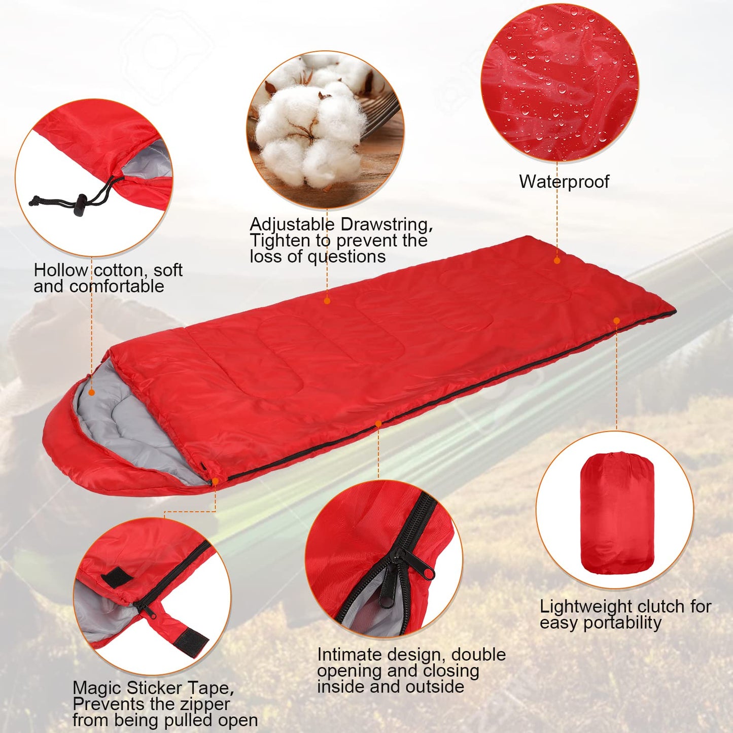 Macarrie 10 Pcs Bulk Sleeping Bags for Homeless Donation Shelter Adults 0 Degree Waterproof Sleeping Bags with Compression Sack for Cold Weather Emergency Hiking Camping Warm(Multicolor)