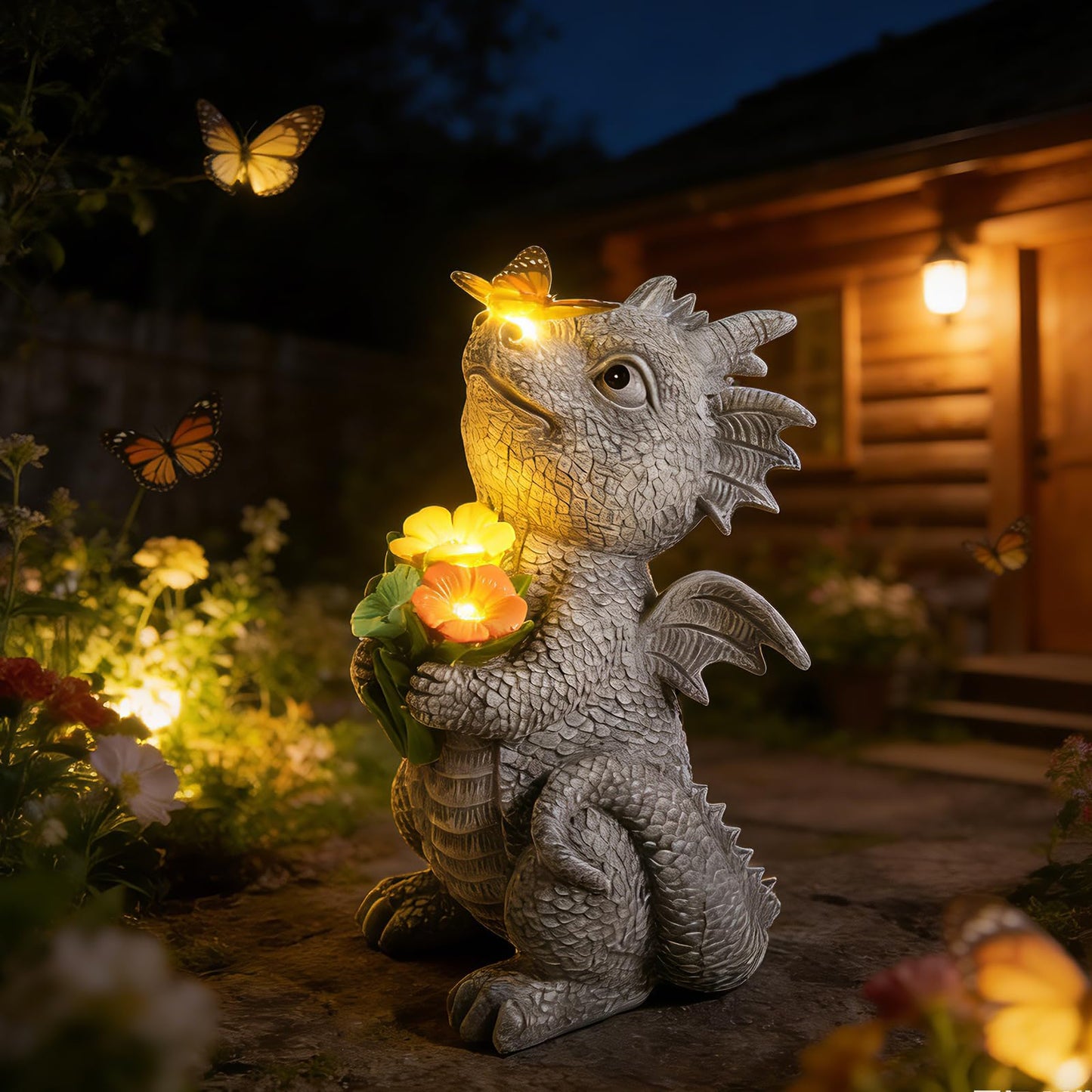 ehuoyan Solar Garden Dragon Statue Outdoor Garden Decor Lights Unique Dragon Gifts for Women Mom Yard Patio Decorations Solar Powered