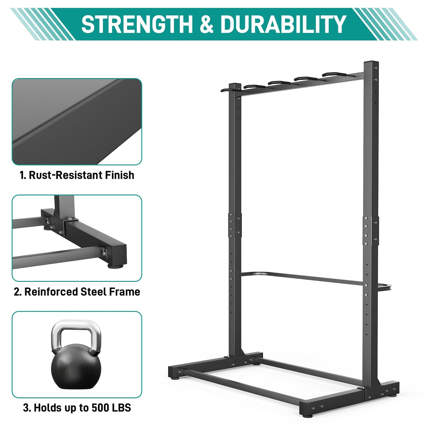 EVERHANGER Freestanding Bike Rack, Vertical Bike Rack Stand for Garage, Bicycle Storage Organizer, Holds Up to 5 Bikes
