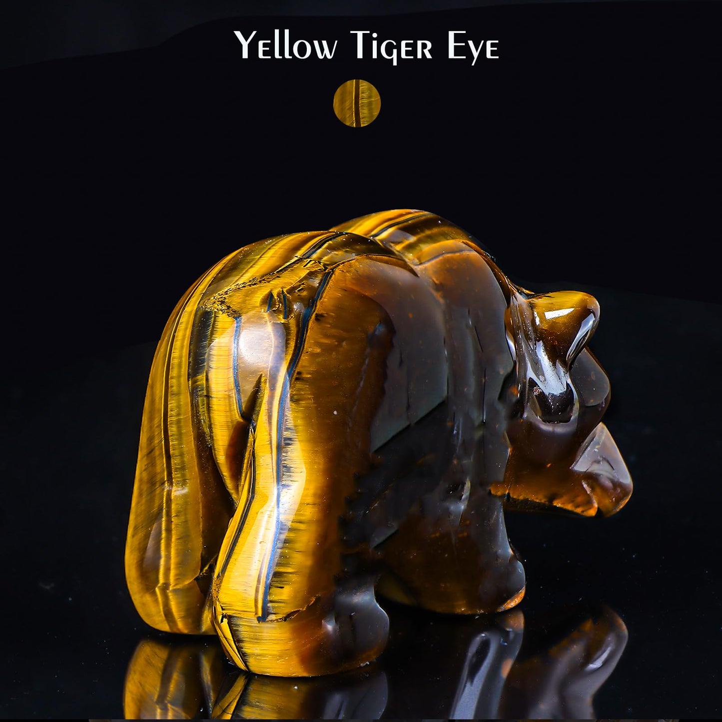 Hxswkk 3" Yellow Tiger Eye Crystal Bear Figurine Gifts for Hand Carved, Gemstone for Office Bear Statues Home Decor