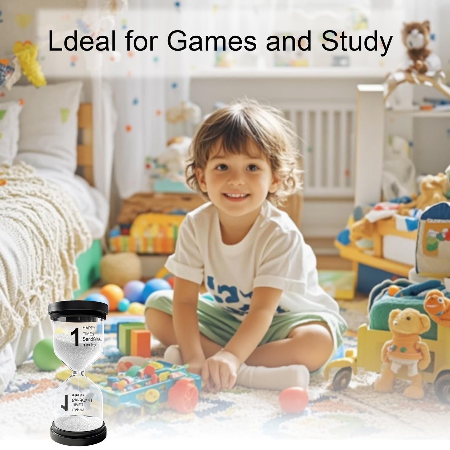 25 Minute Sand Timer, Plastic Sand Clock for Kids, Acrylic SandWatch Hourglass, Small Sandglass 25 Min for Classroom,Game,Decorative (White)