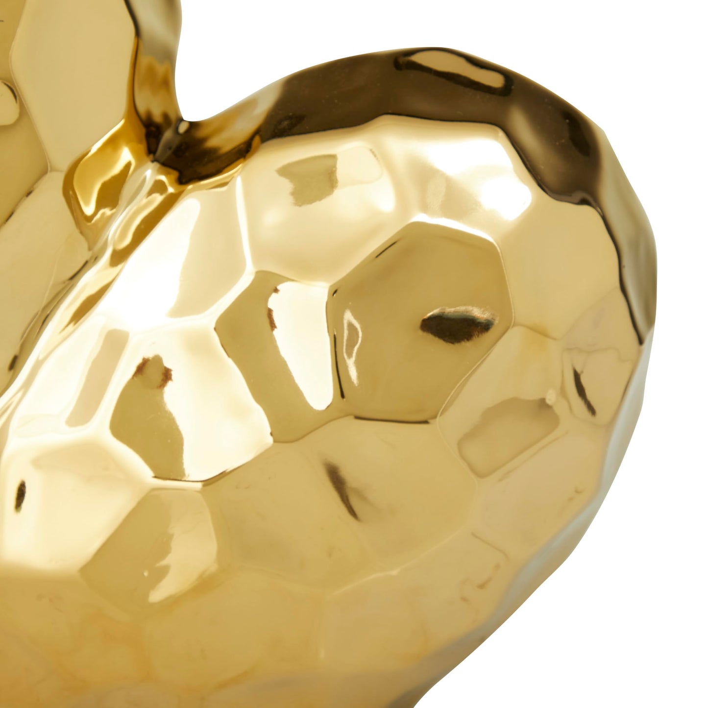 Deco 79 Porcelain Ceramic Heart Decorative Sculpture Dimensional Angled Origami Inspired Home Decor Statue, Accent Figurine 8" x 3" x 8", Gold