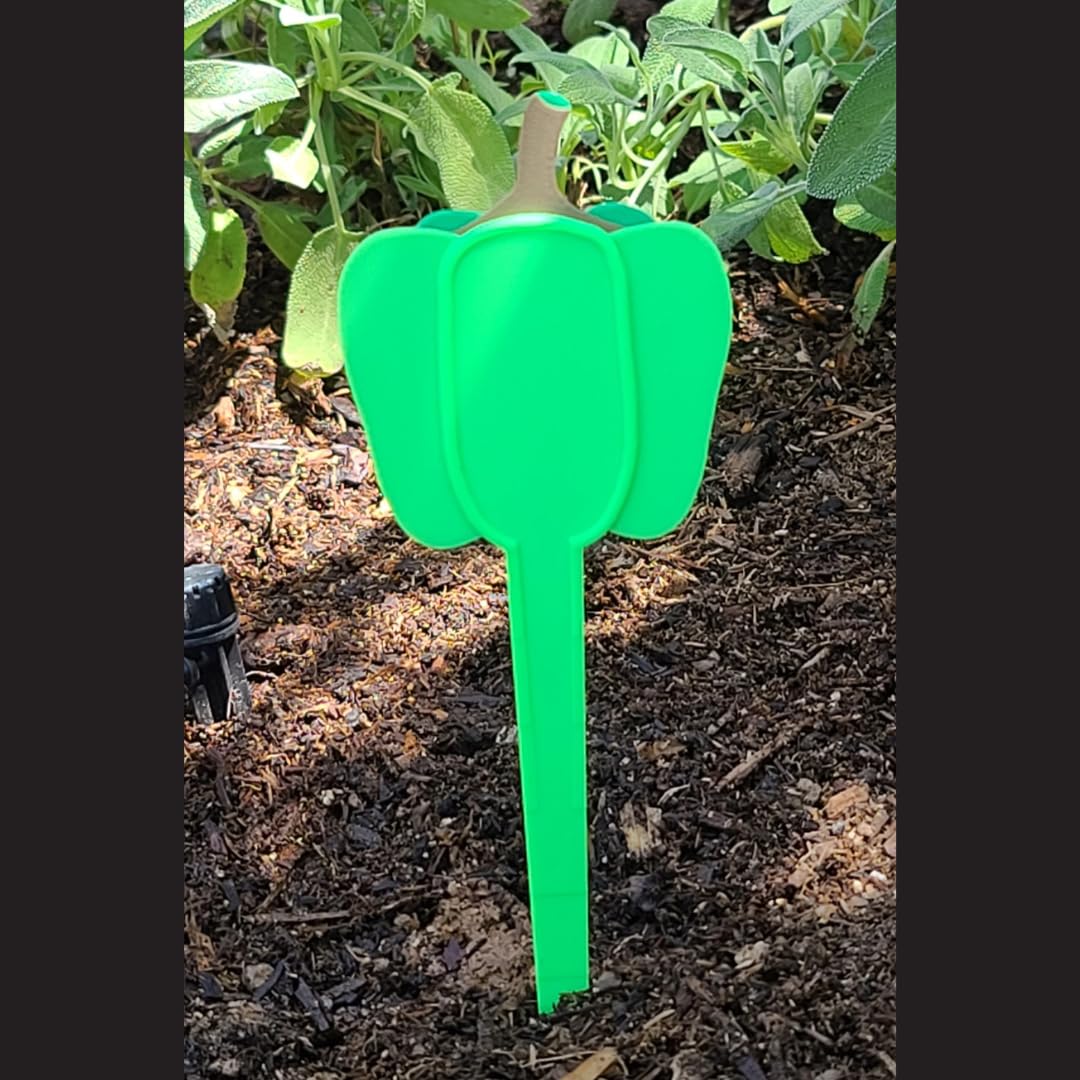 8-Inch Vegetable Garden Plant Markers - Set of 5 - Durable & Eco-Friendly Plastic - Made in The USA - Tomato, Cucumber, Bell Pepper, Onion, and Carrot.