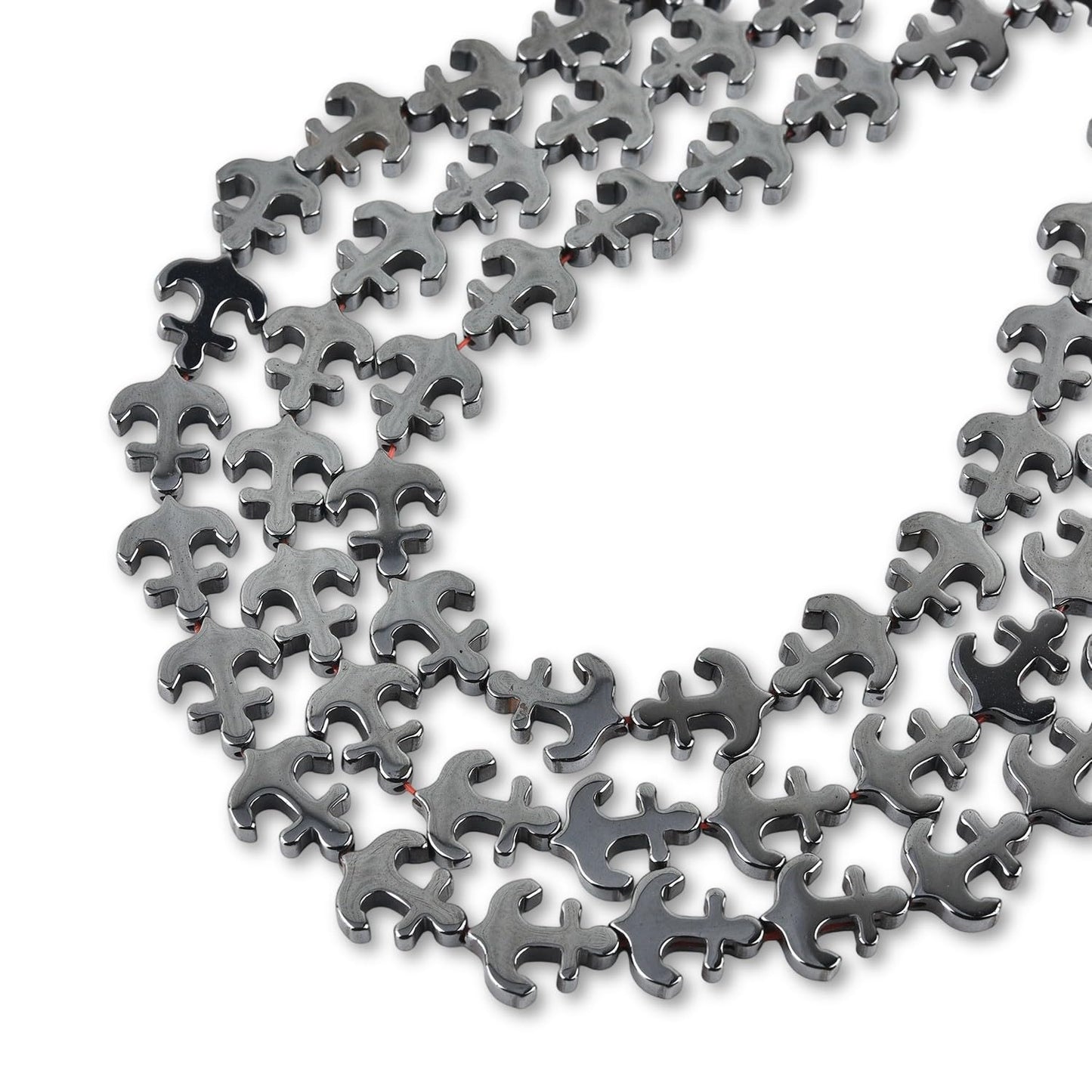 HAAMIIQII 30pcs 11x13mm Natural Black Hematite Loose Gemstone Beads Anchor Shape Spacer Stone Beads for Jewelry Making DIY Bracelets Necklaces Crafting