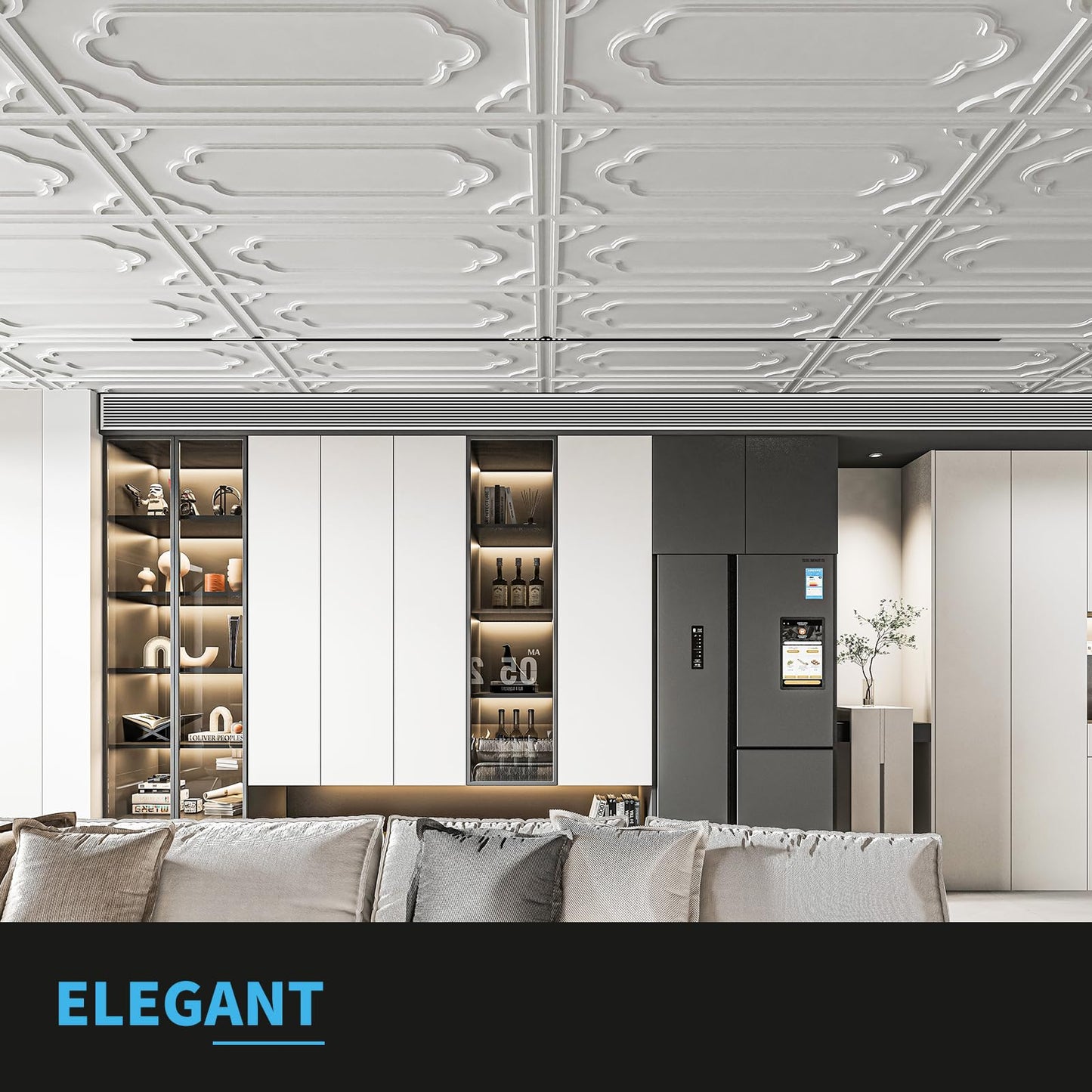 Art3d 12-Pack Drop Ceiling Tiles 2x4 Ft, Decorative PVC Ceiling Covering Panels 24x48 Inch for Basement Bathroom Kitchen, Cover 96 Sq.Ft, White