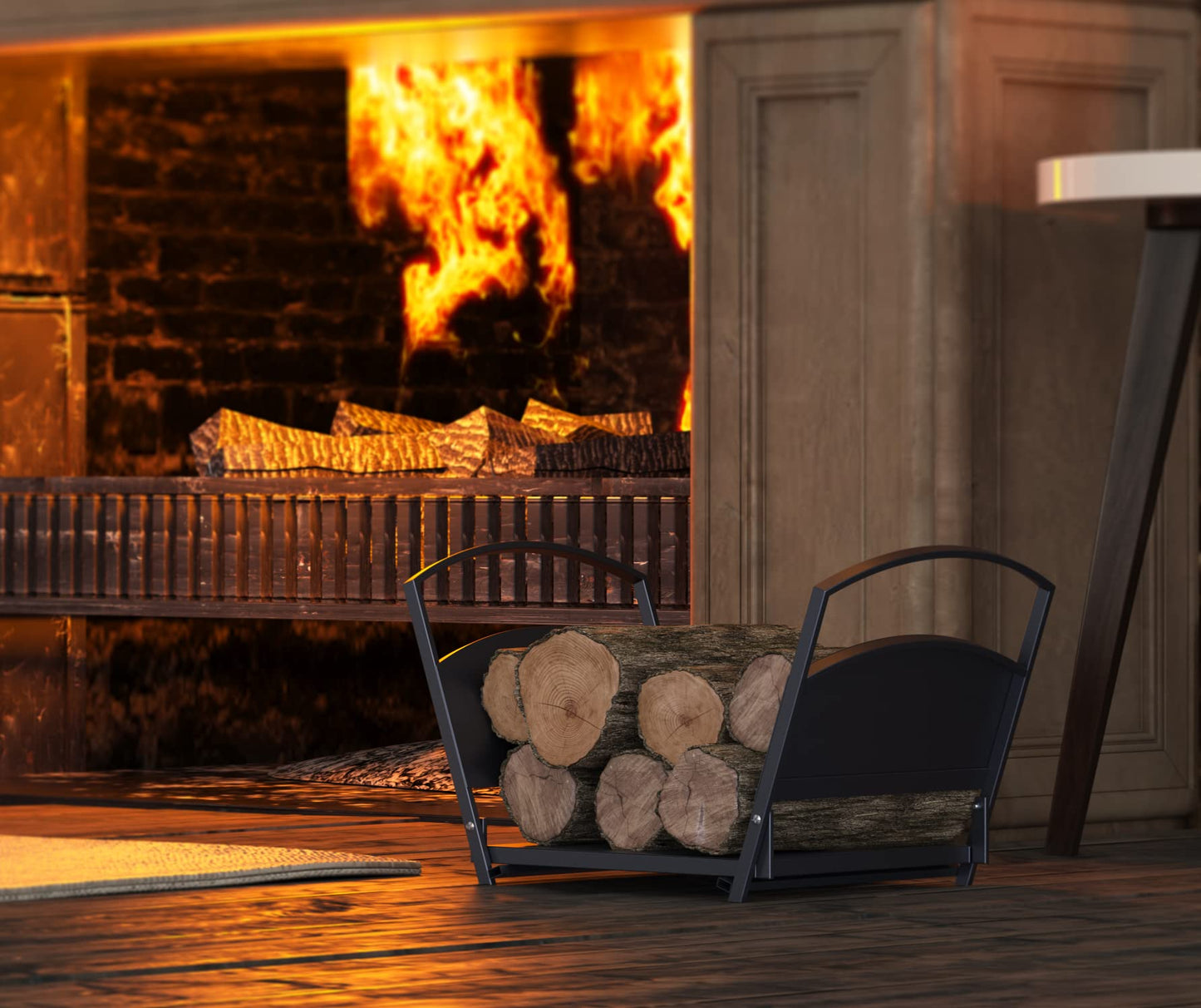 Fire Beauty Fireplace Log Holder Folding Firewood Rack,Stacking Rack,Storage Rack for Firewood, Indoor, Outdoor,Heavy Duty Steel