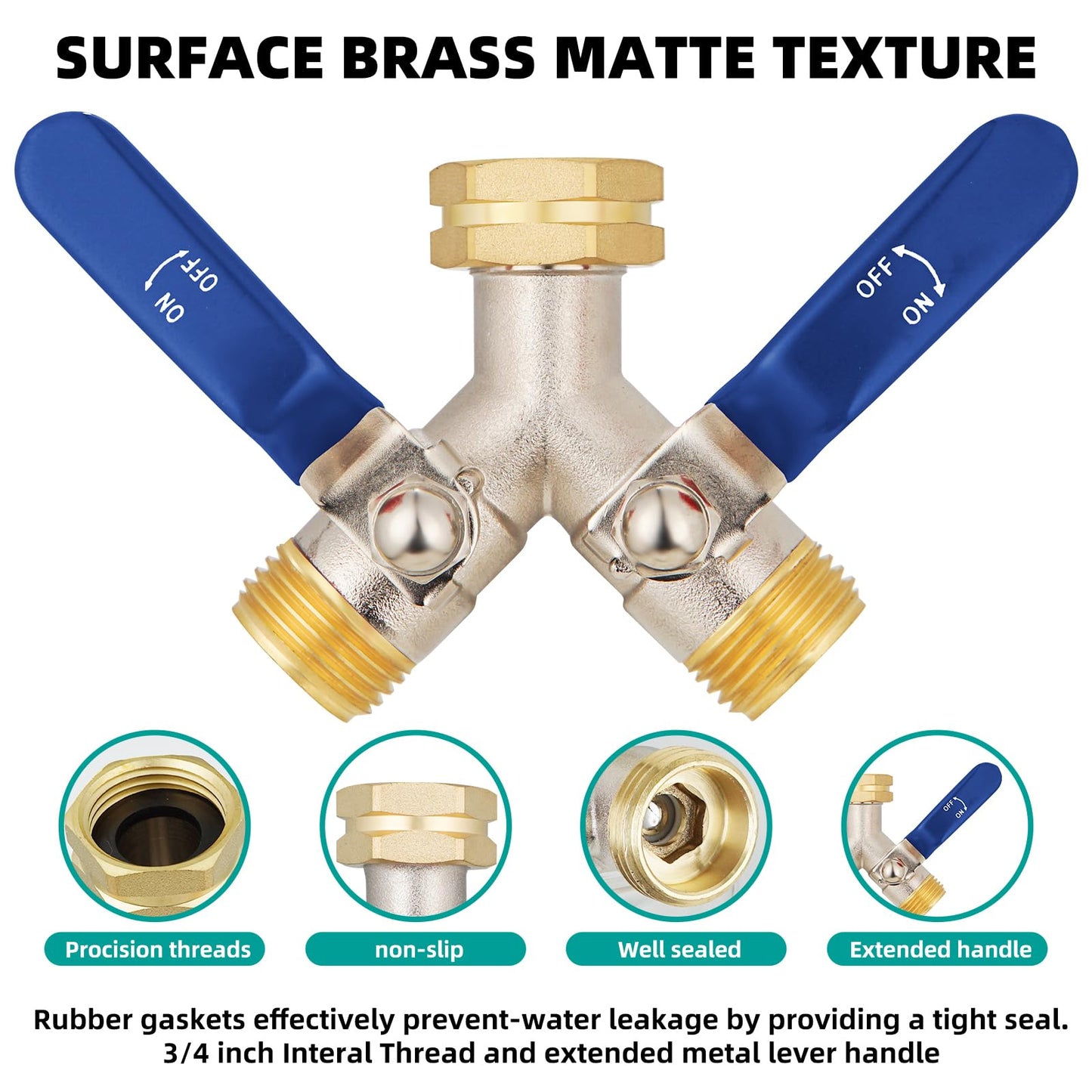 DINGBAI 2 Way Hose Splitter, Brass High Flow Garden Hose Splitter Heavy Duty, Hose Connector, Water Spigot Splitter, Full Flow Faucet Splitter with shutoff, 3/4” GHT Inlet