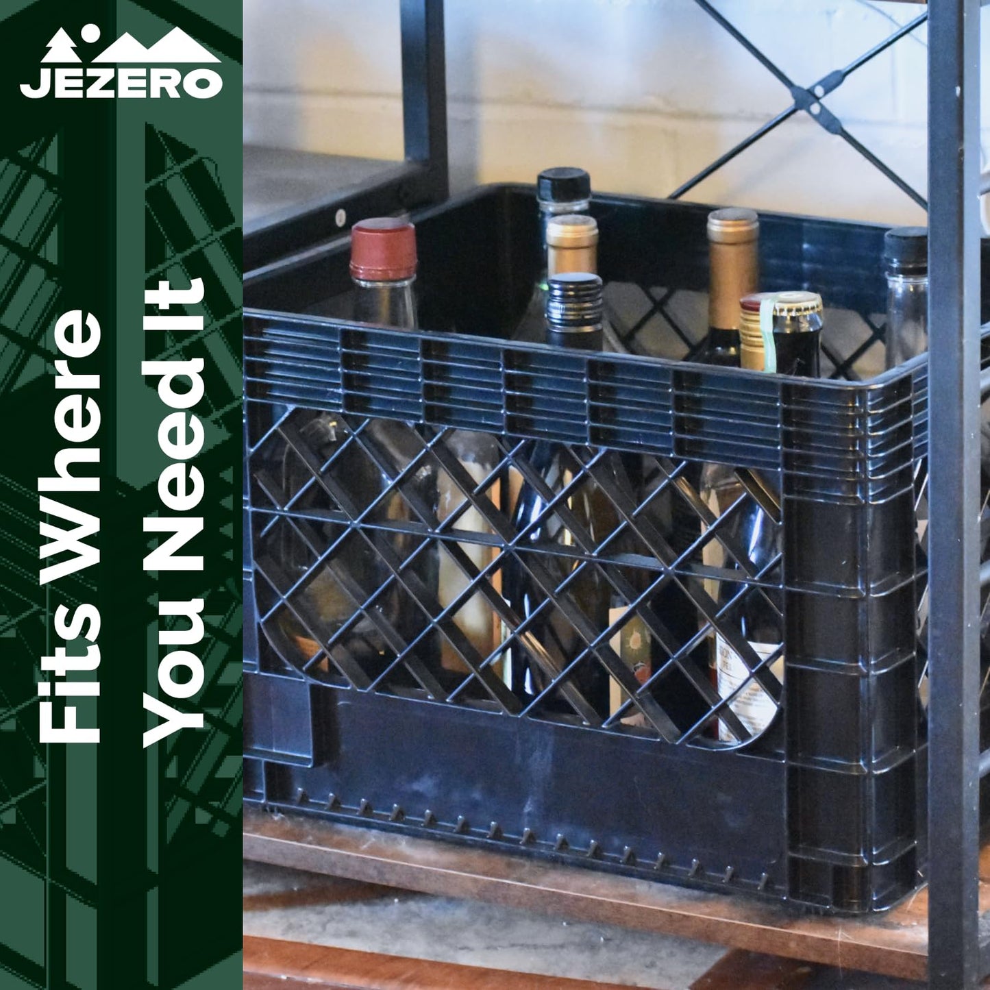 JEZERO 20 Quart Heavy Duty Plastic Crate | Stackable Multi-Purpose Storage Bin for Garage, Home, Office, Groceries, Outdoor, Camping & Kayaking | Black Utility Tote, 17" x 13" x 11"