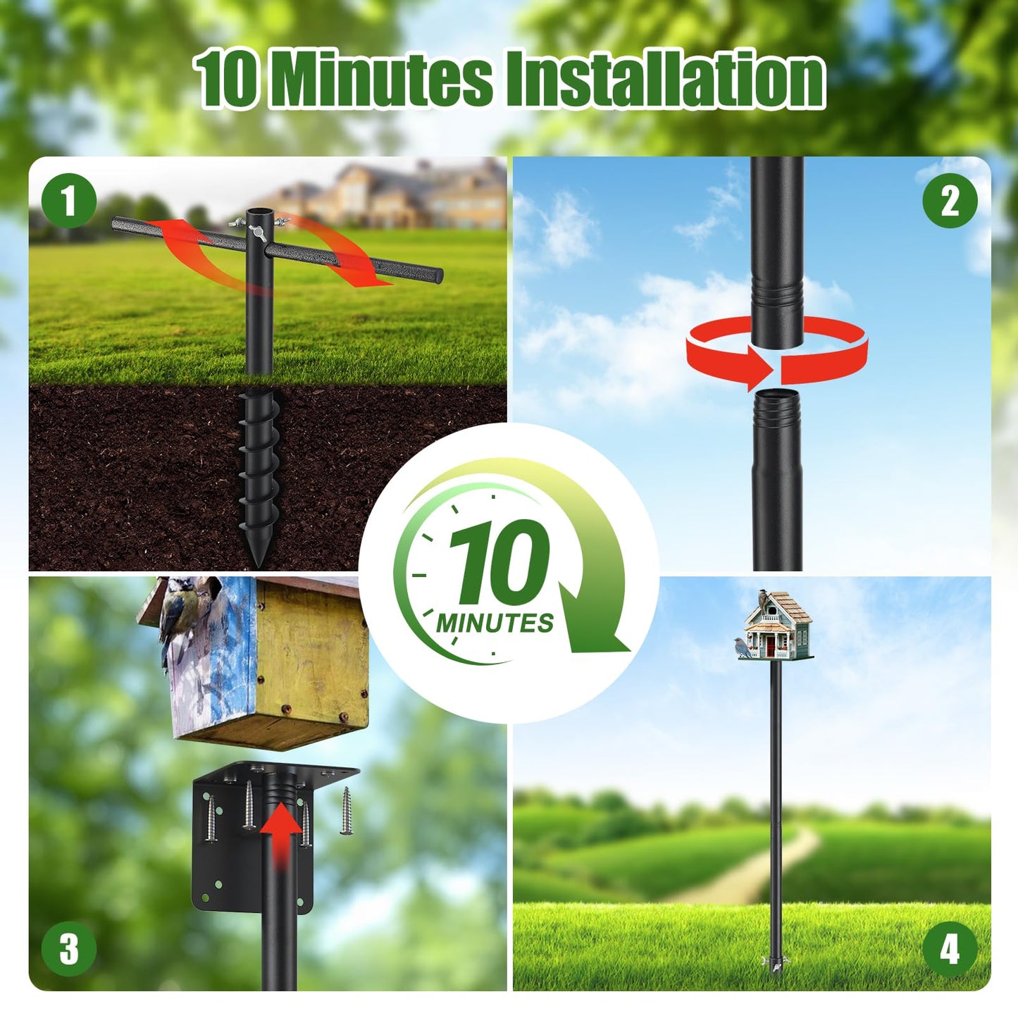 Bird House Poles for Outdoors, Heavy Duty 75 Inch Birdhouse Stand Stake 1 Inch Diameter Metal Bird Mounting Pole for Yard Garden