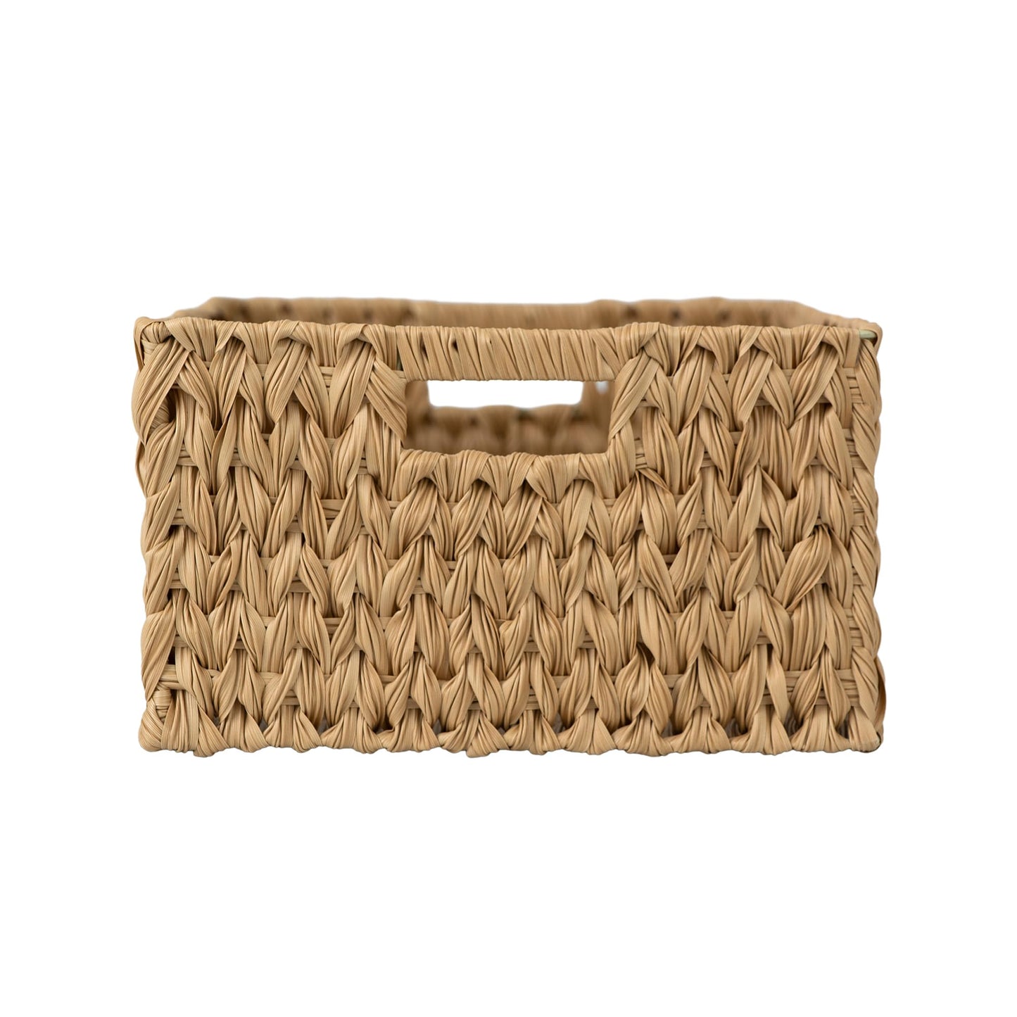 Suptinwear Jumbo Large Plastic Wicker Basket, Waterproof Rattan-Look Storage Basket with Handles, Extra Large Rectangular Woven Basket for Bathroom, Shelves, Closet & Laundry, 16.93"D x 12.99"W