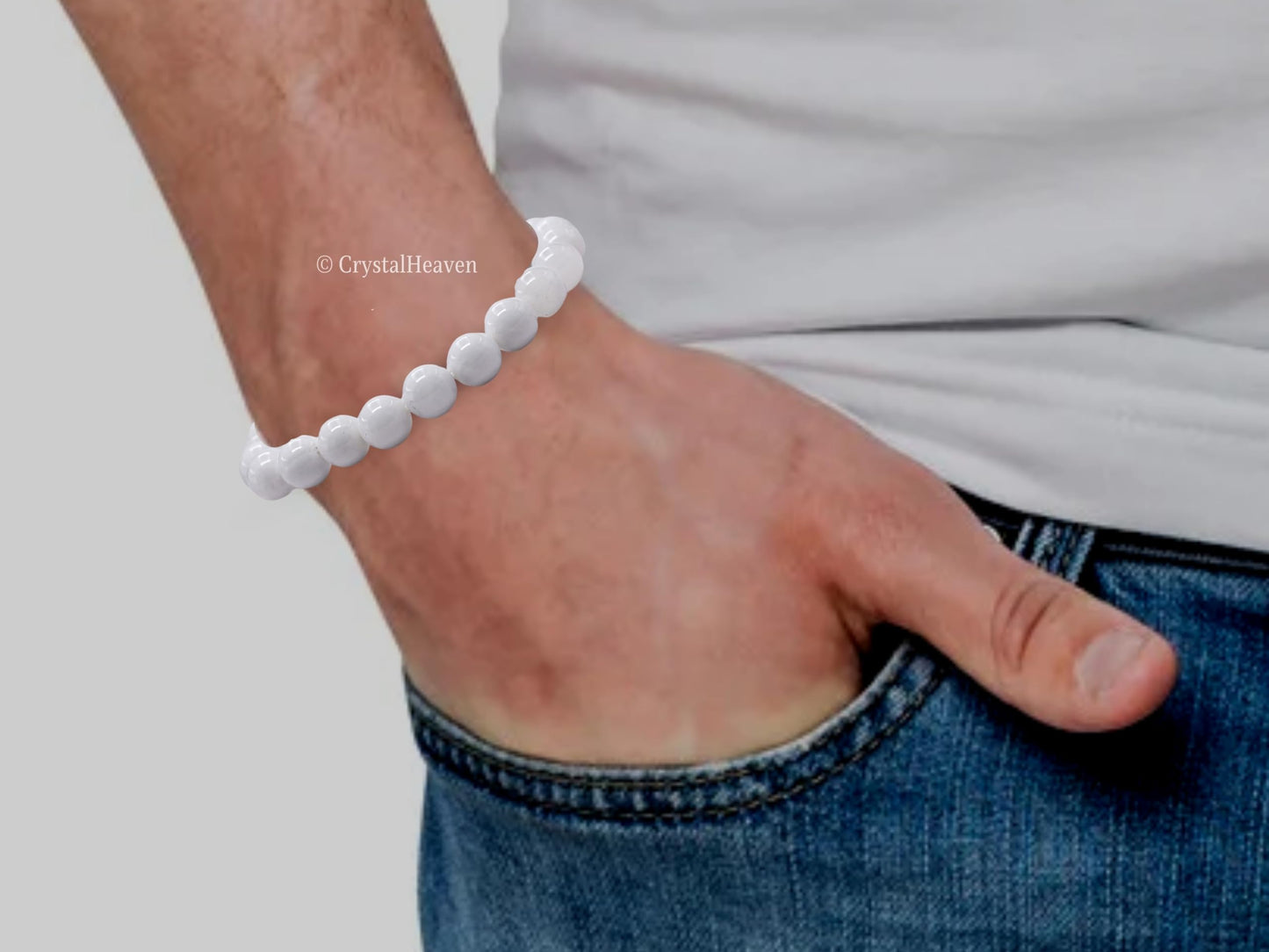 Amazing Gemstone Crystal Bracelet for Women Men's Gifts - Protection Healing Crystal Bracelet - 8mm Gemstone Beaded Stretchable Bracelet Pulseras Para Hombres Mujer Stocking Stuffers Mothers Day Gift (Mother of Pearl)