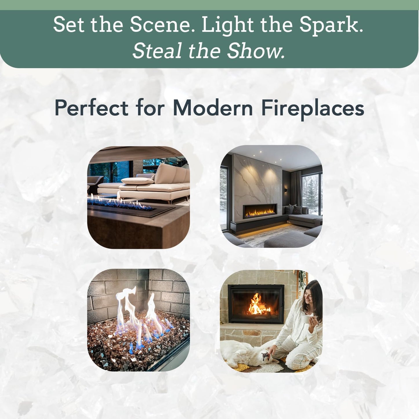 Fire Glass for Fire Pit - Clear - 0.5 Inch 18 lbs - High Luster Reflective Tempered Glass Rocks for Natural or Propane Gas Fireplace or Fire Pit (0.5 Inch - Ref. Clear, 18.00, Pounds)…