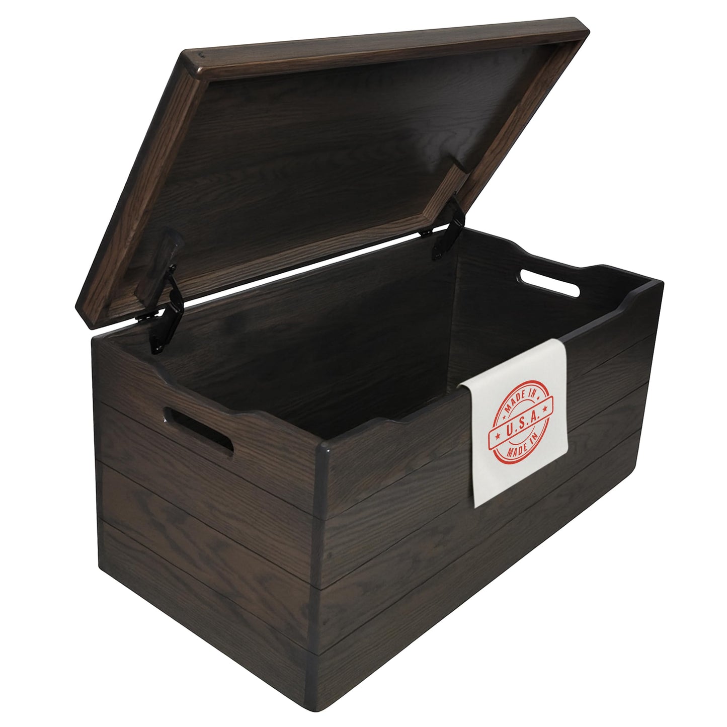 Hope Woodworking Amish Made Wooden Storage Chest Trunk Box with Lid and Handles for Bedroom, Blanket, Clothes, Anti-Slam Hinges, Handmade, Rustic, Oak Wood, Antique Slate Stain, 36"