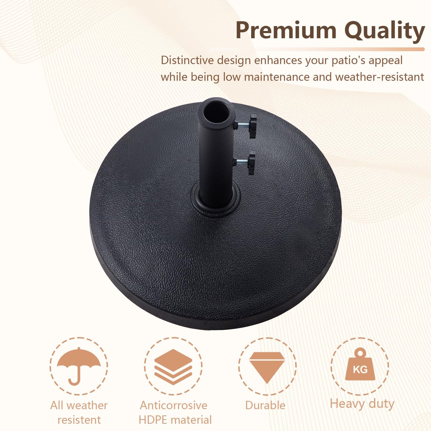 C-Hopetree 42 lb Patio Umbrella Base, Heavy Duty Stand for Outdoor Patio Market Table Umbrella, Black