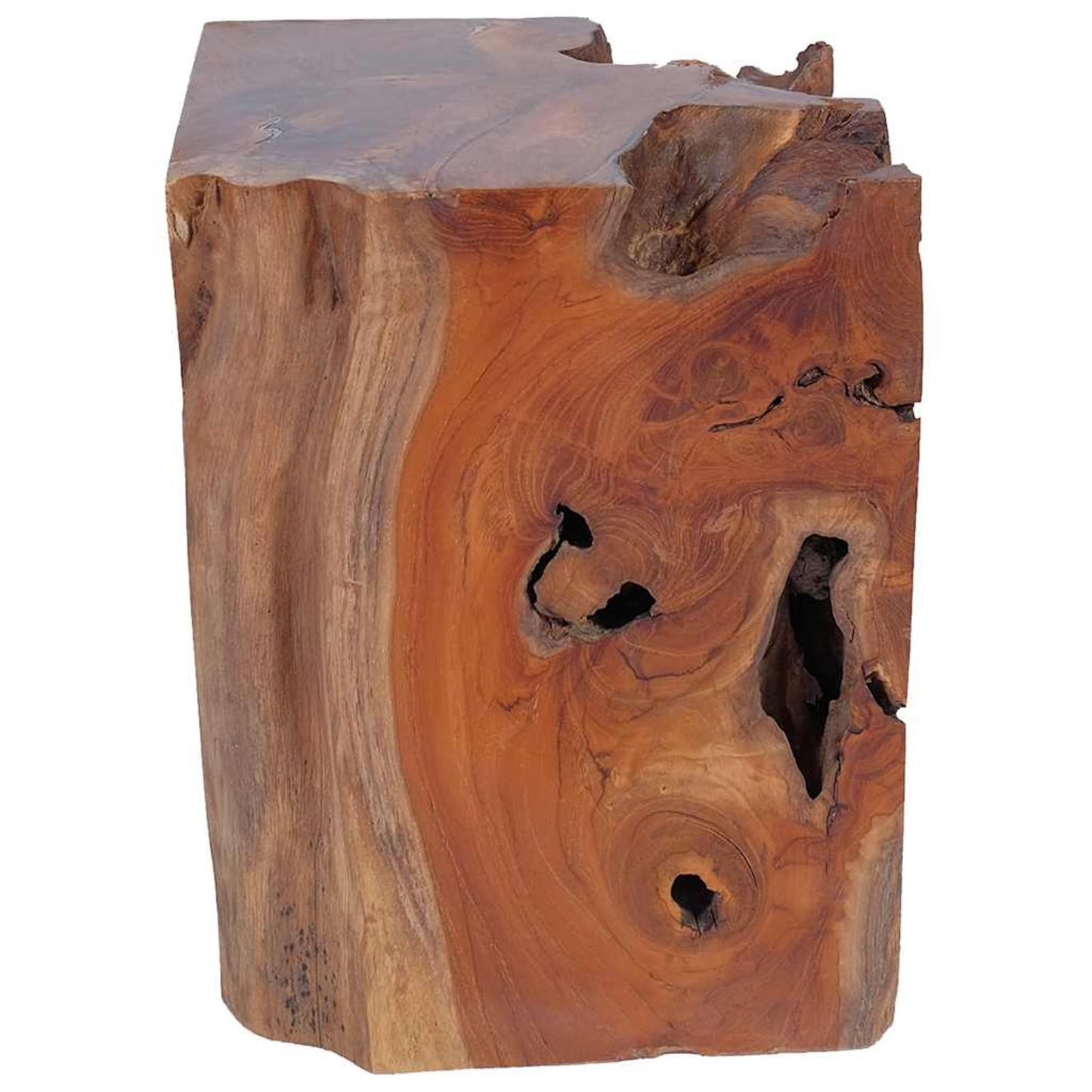 Tidyard Handmade Teak Wooden Stool with Rustic Charm, Unique Footrest or Side Table for Living Room 30 x 30 x 40 cm