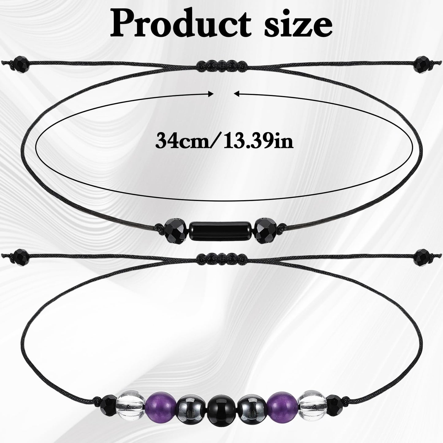Aeaocvo 2PCS Black Tourmaline Bracelet and Black Obsidian Bracelet, Double Protection Bracelets Couples Friendship Bracelets for Women Men