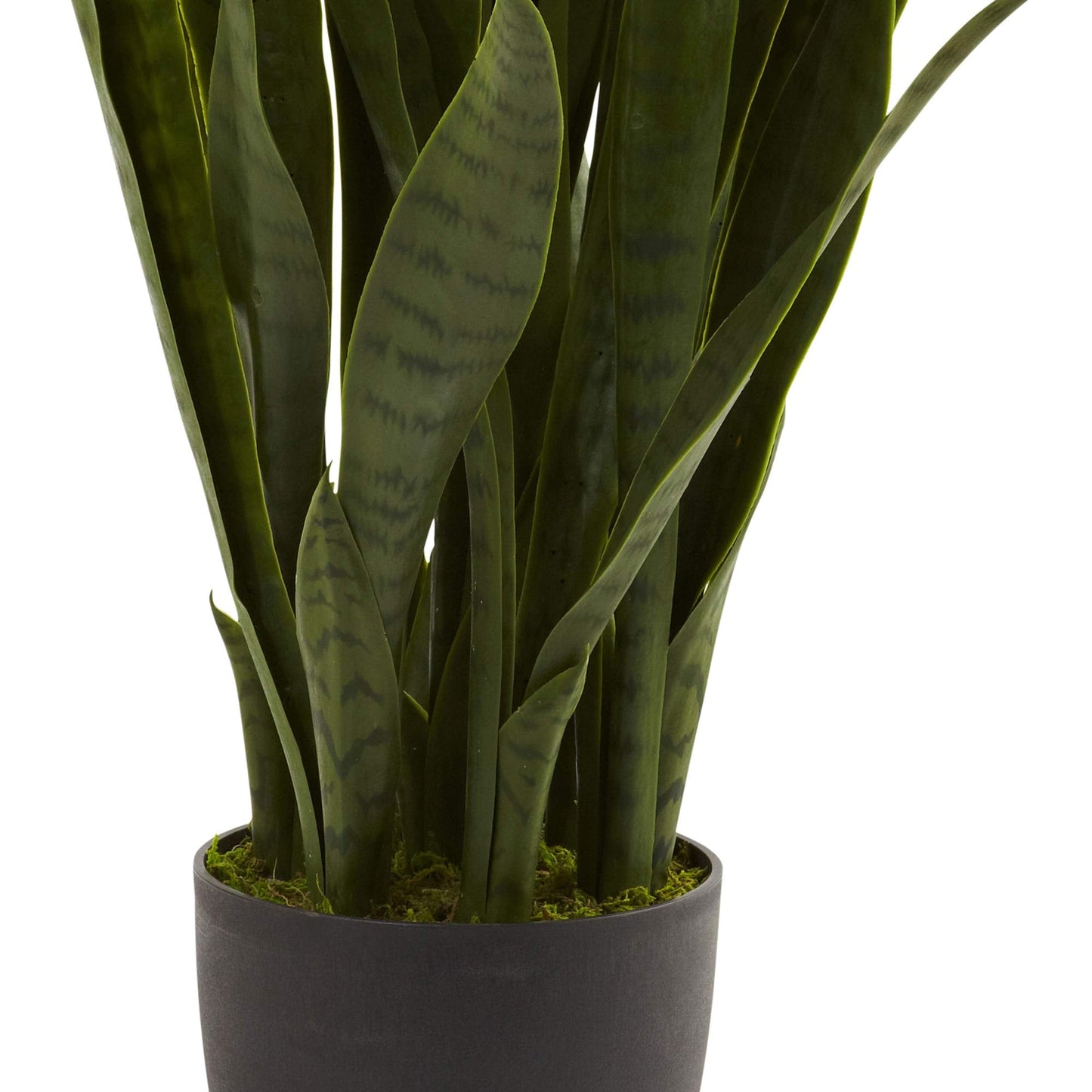 Nearly Natural 35in Artificial Snake Plant, Sansevieria Faux Greenery with Black Planter for Indoor Home Office Decor, Low Maintenance